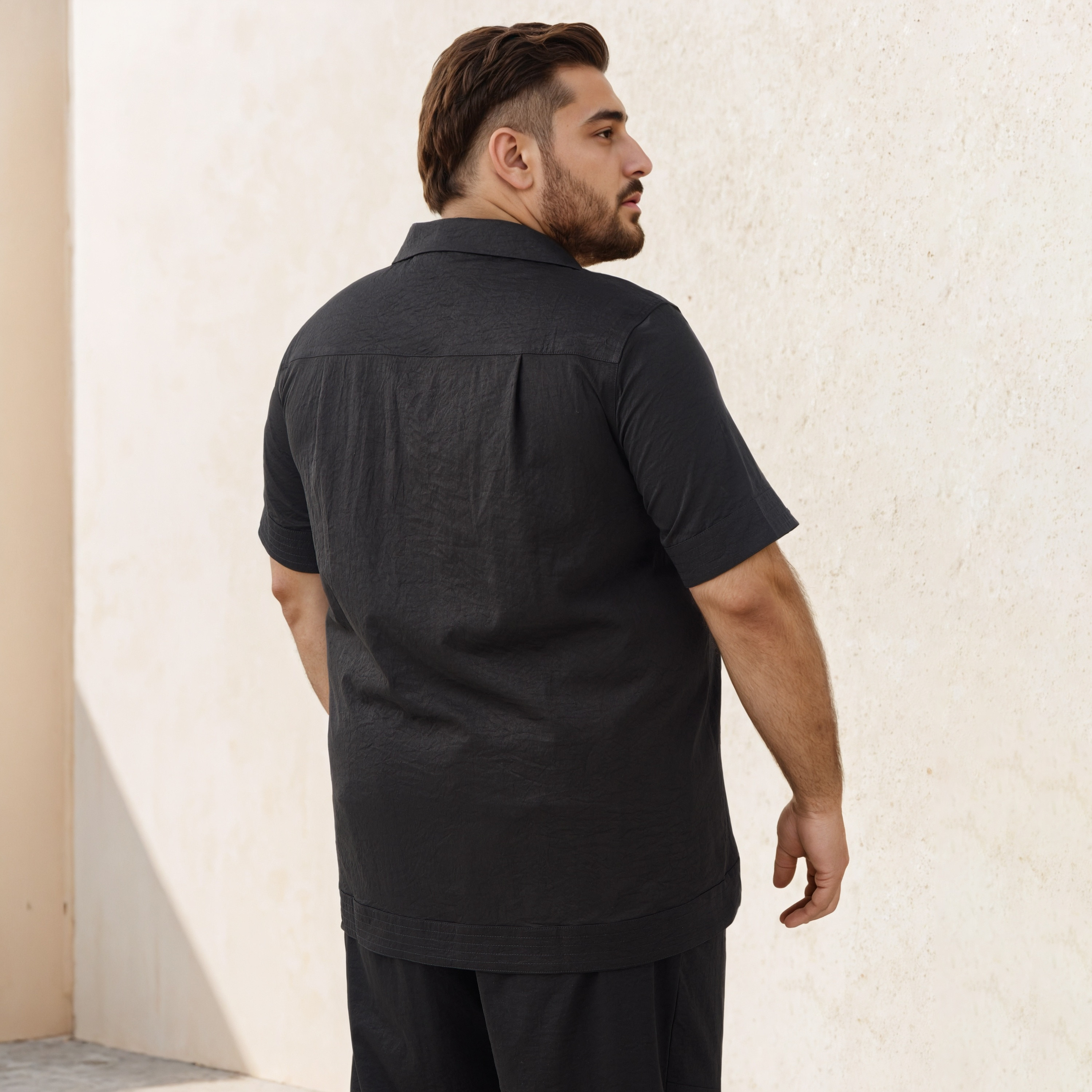 Plus Size Textured Camp Collar Shirt-men-clothing-shirts-image-3