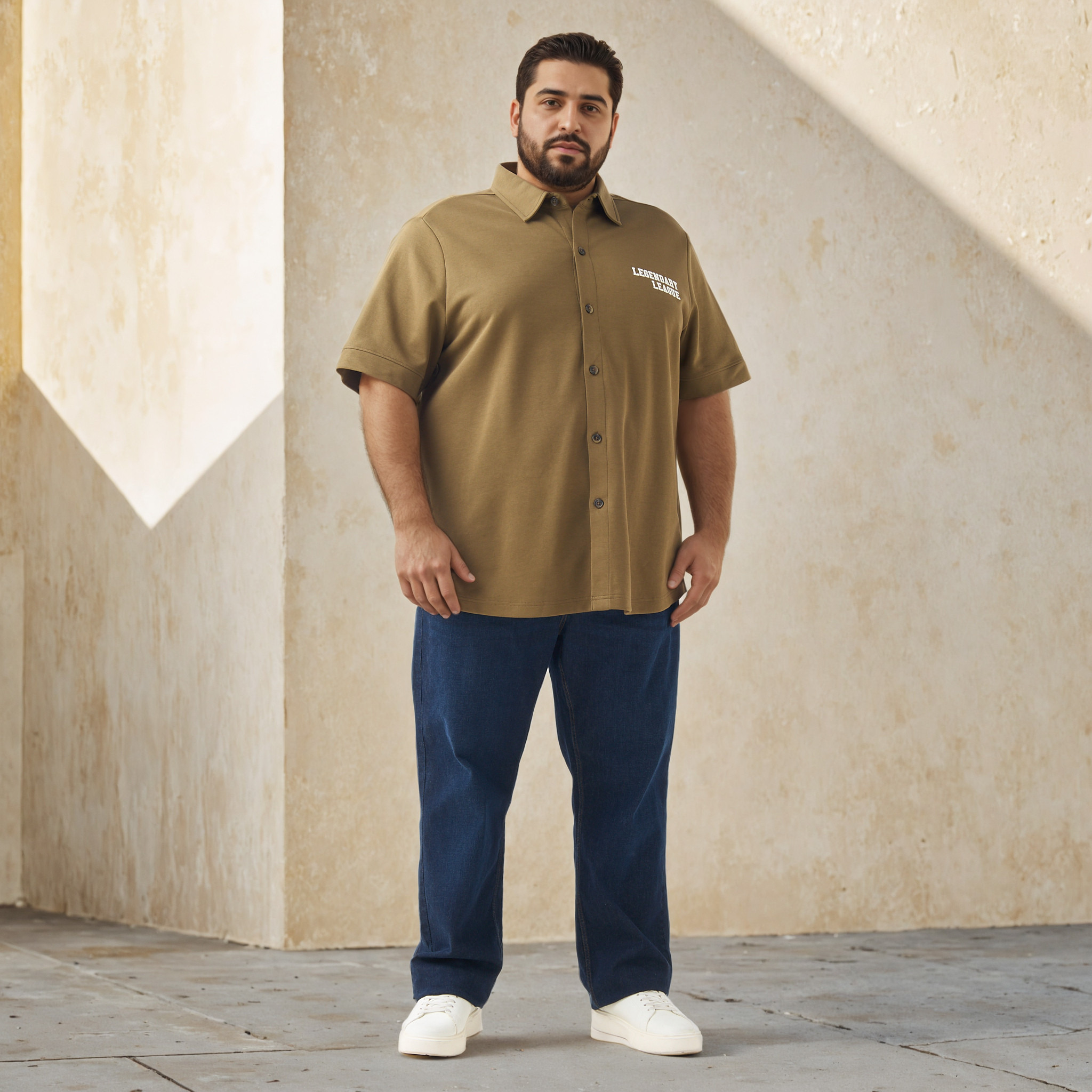 Plus Size Regular Fit Printed Shirt with Short Sleeves-men-clothing-shirts-image-2