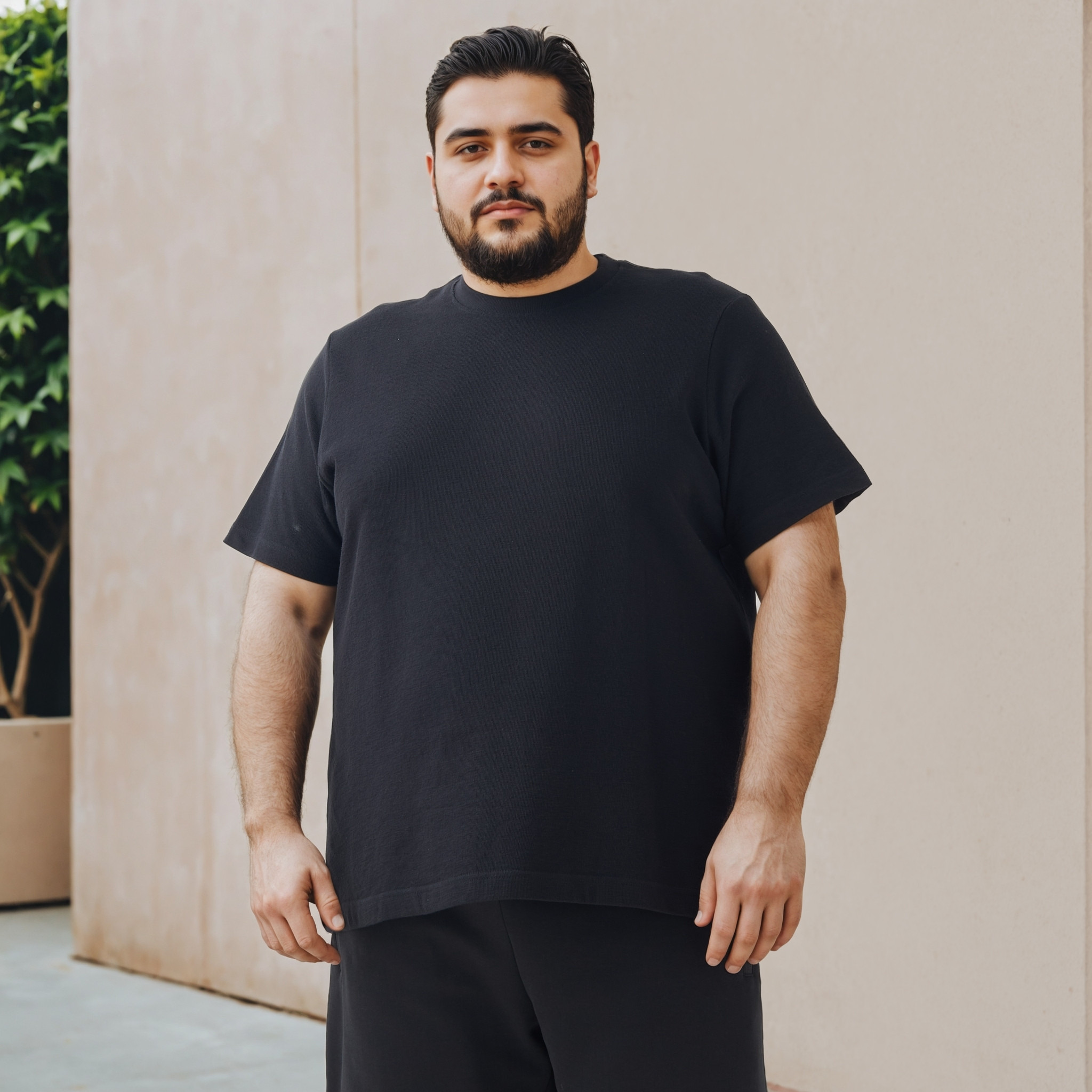 Plus Size Jacquard Textured Crew Neck T-shirt-men-clothing-tshirtsandpolos-tshirts-image-1