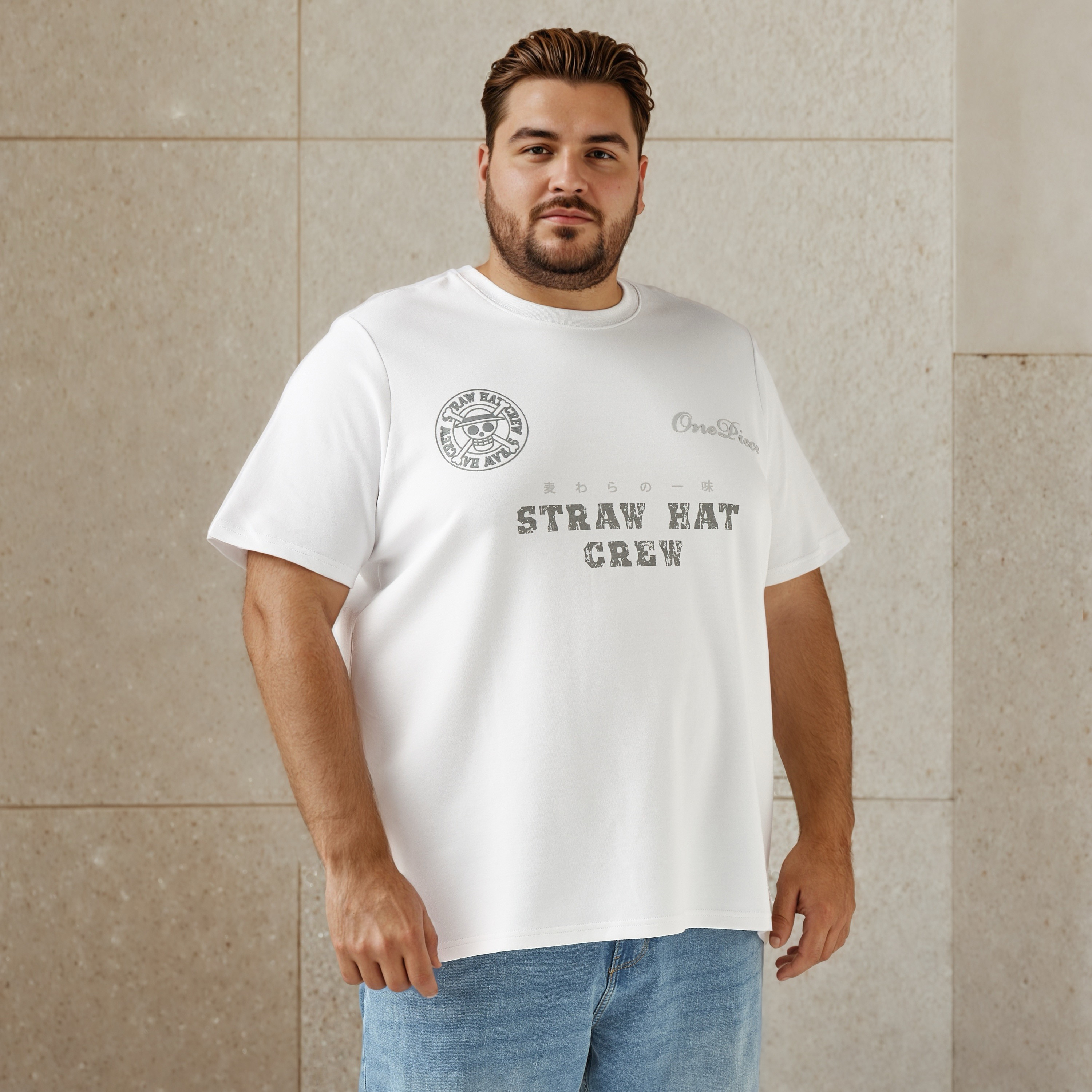 Plus Size Straw Hat Crew Print T-shirt-men-clothing-tshirtsandpolos-tshirts-image-1