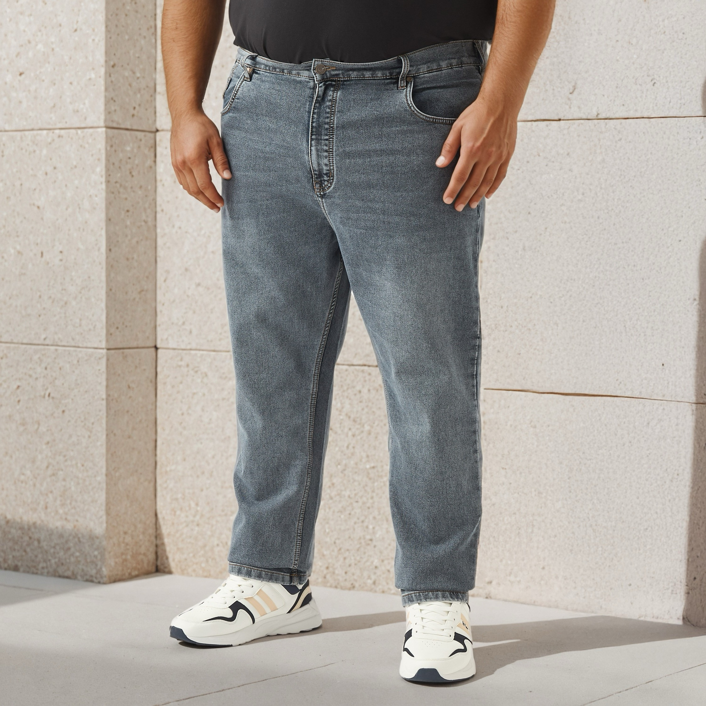 Plus Size Regular Fit Jeans with Flexi Waist-men-clothing-bottoms-jeans-image-1