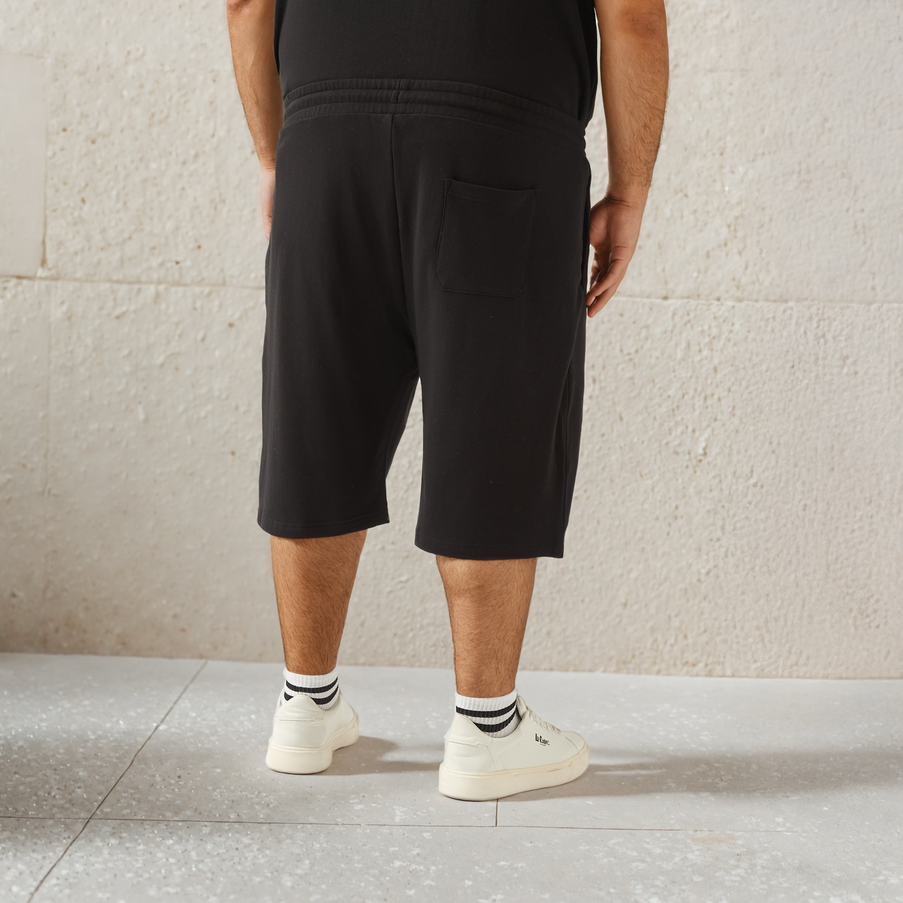 Plus Size Paris Saint Germain Print Flexi Waist Shorts-men-clothing-plussize-shorts-image-3