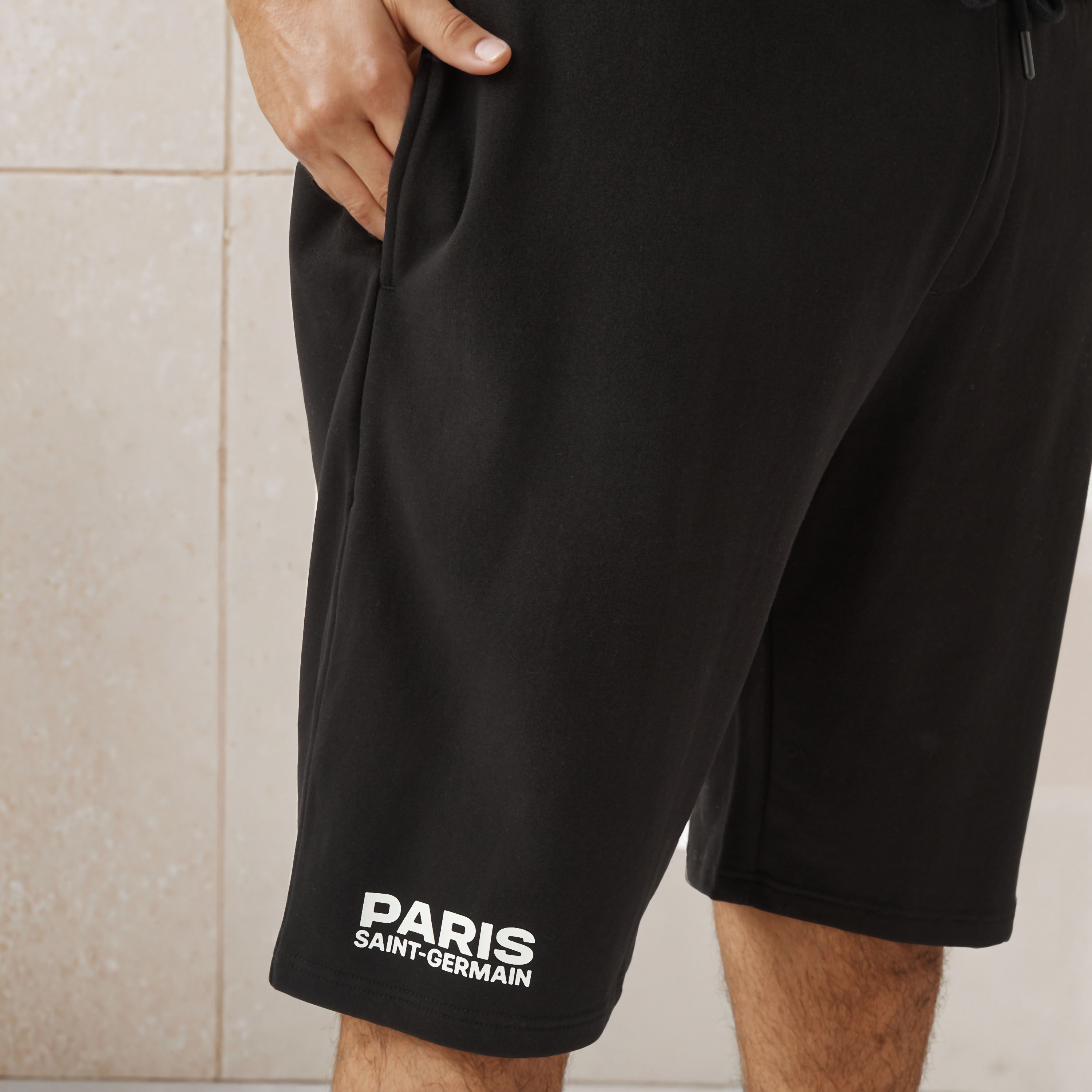 Plus Size Paris Saint Germain Print Flexi Waist Shorts-men-clothing-plussize-shorts-image-4