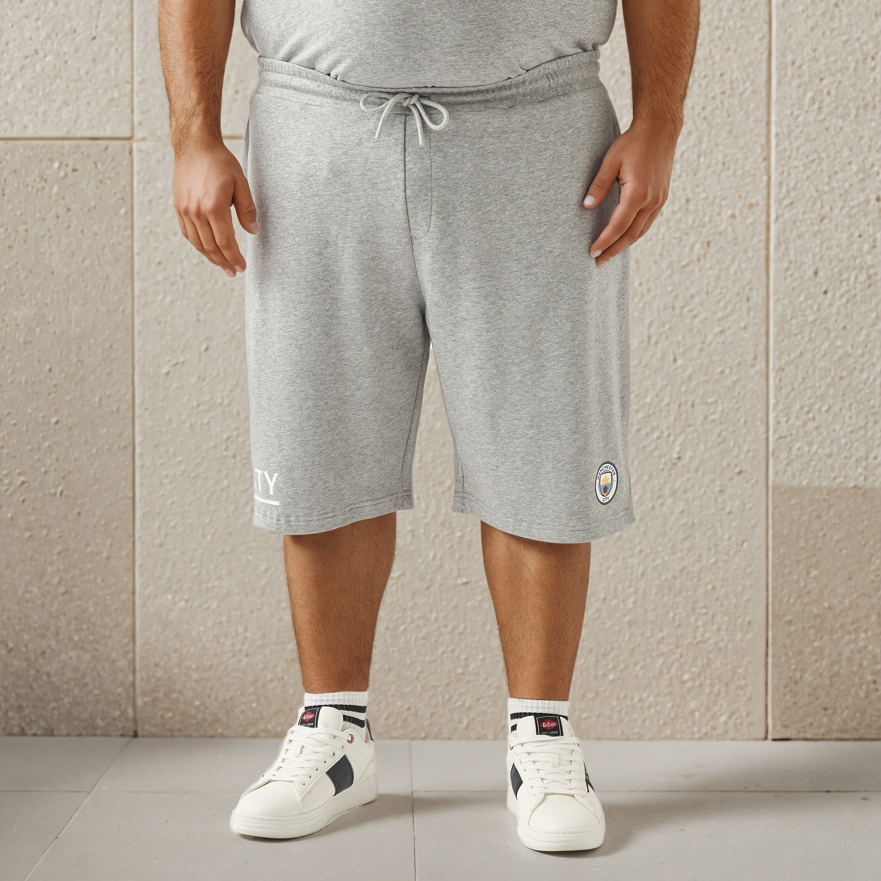 Plus Size Manchester City Print Flexi Waist Shorts-men-clothing-bottoms-shorts-image-1