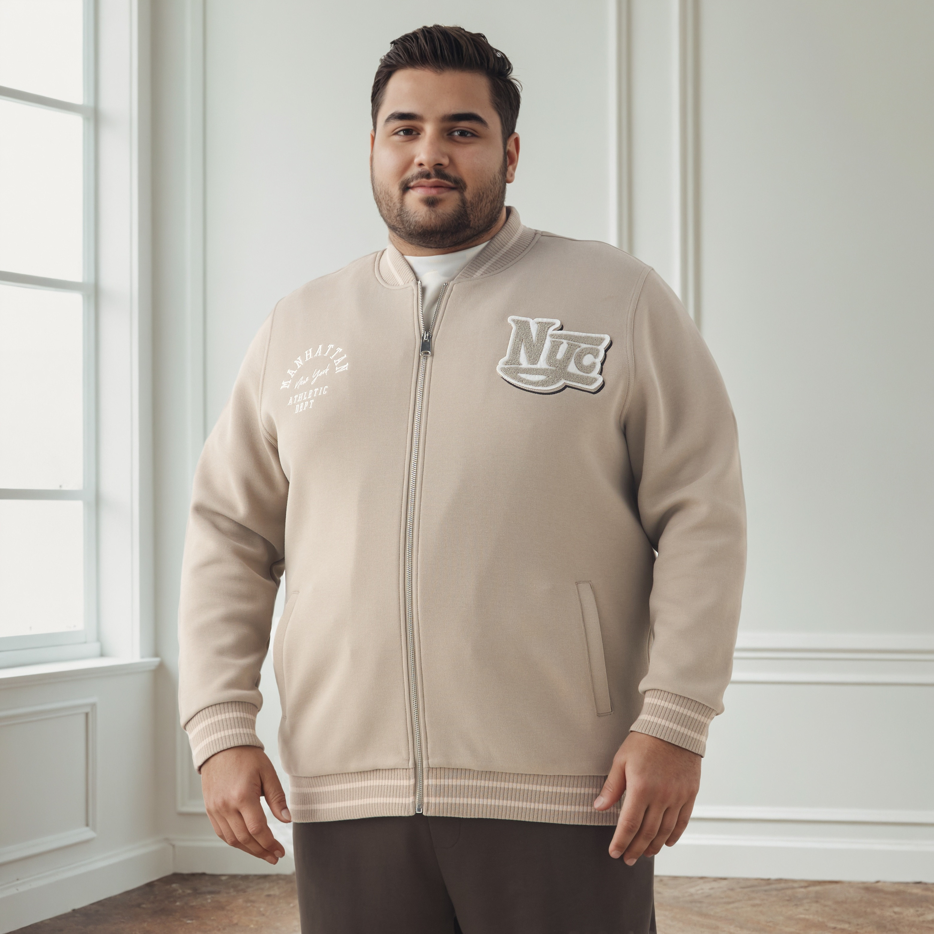 Men Plus Size Regular Fit New York Print Varsity Jacket-men-clothing-jacketsandblazers-jackets-image-1
