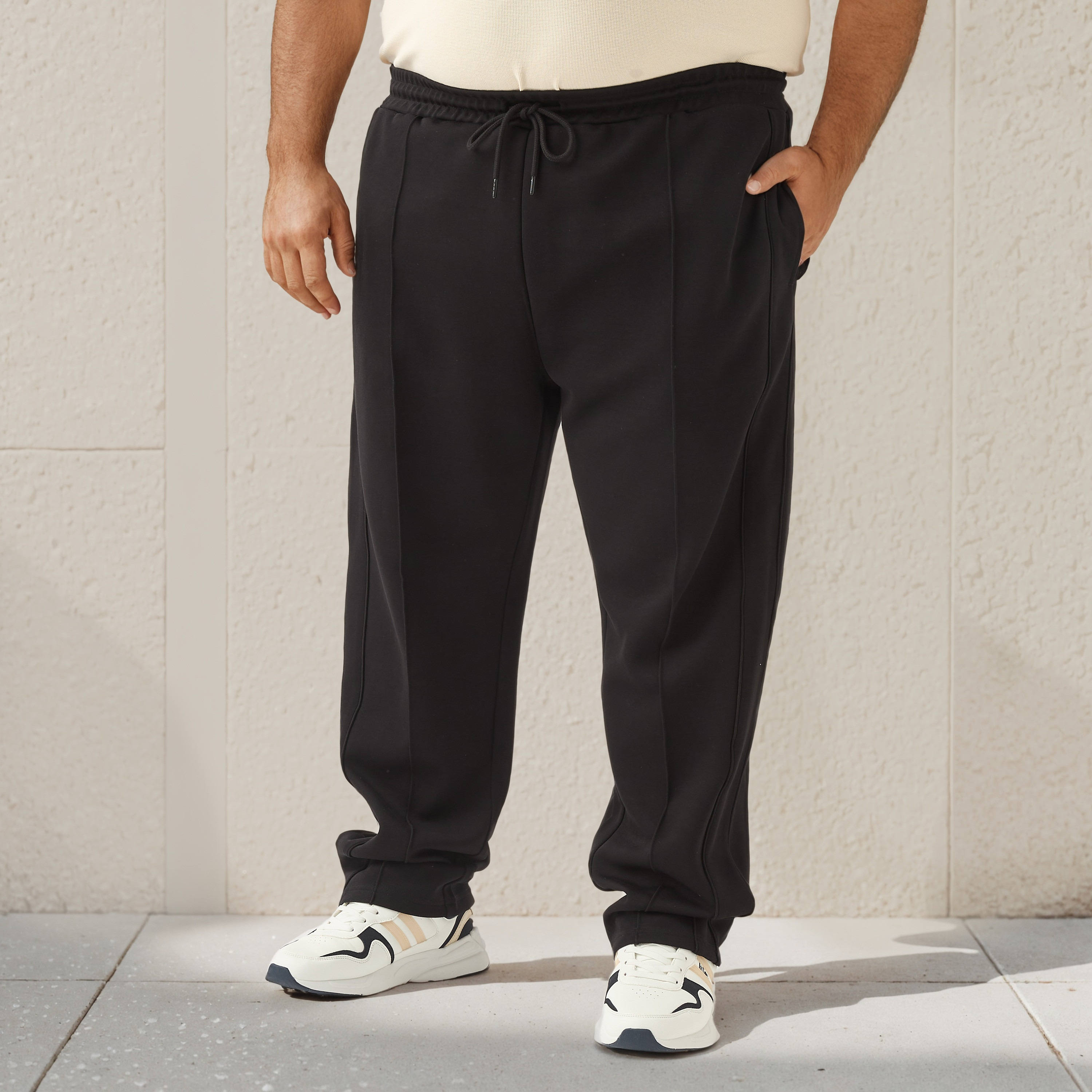 Plus Size Regular Fit Flexi Waist Track Pants-men-clothing-bottoms-joggers-image-1