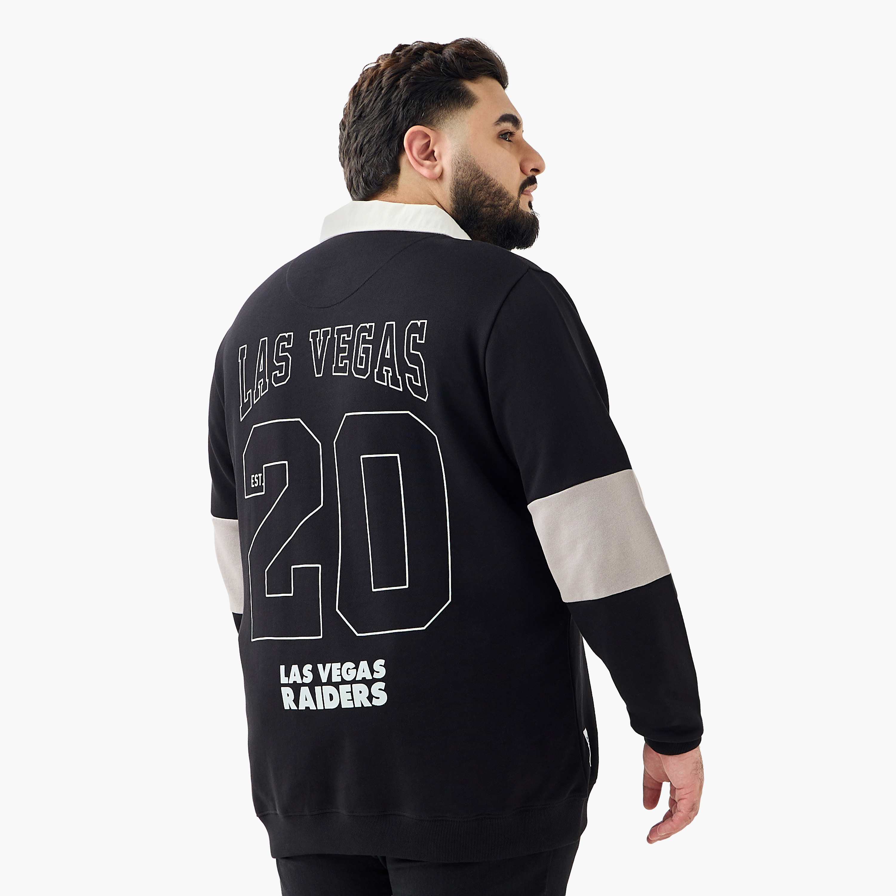 Men Regular Fit Las Vegas Raiders Print Polo Sweatshirt-men-winterwear-hoodiesandsweatshirts-image-3