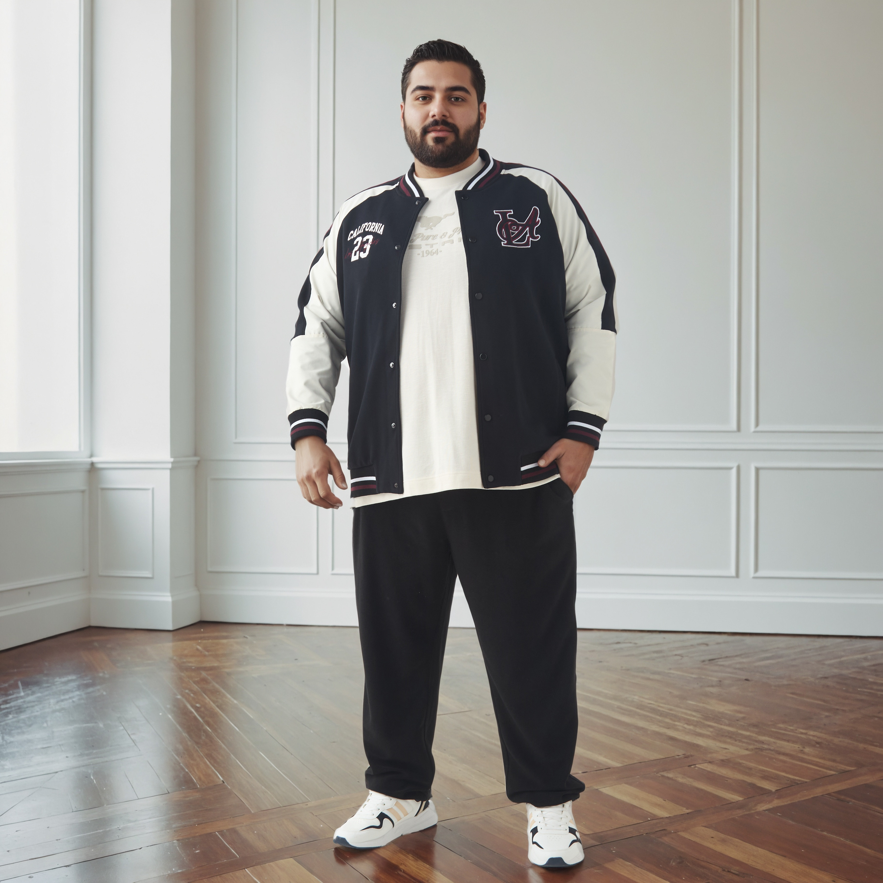 Men Plus Size Regular Fit Button Through Varsity Jacket-men-clothing-jacketsandblazers-jackets-image-2