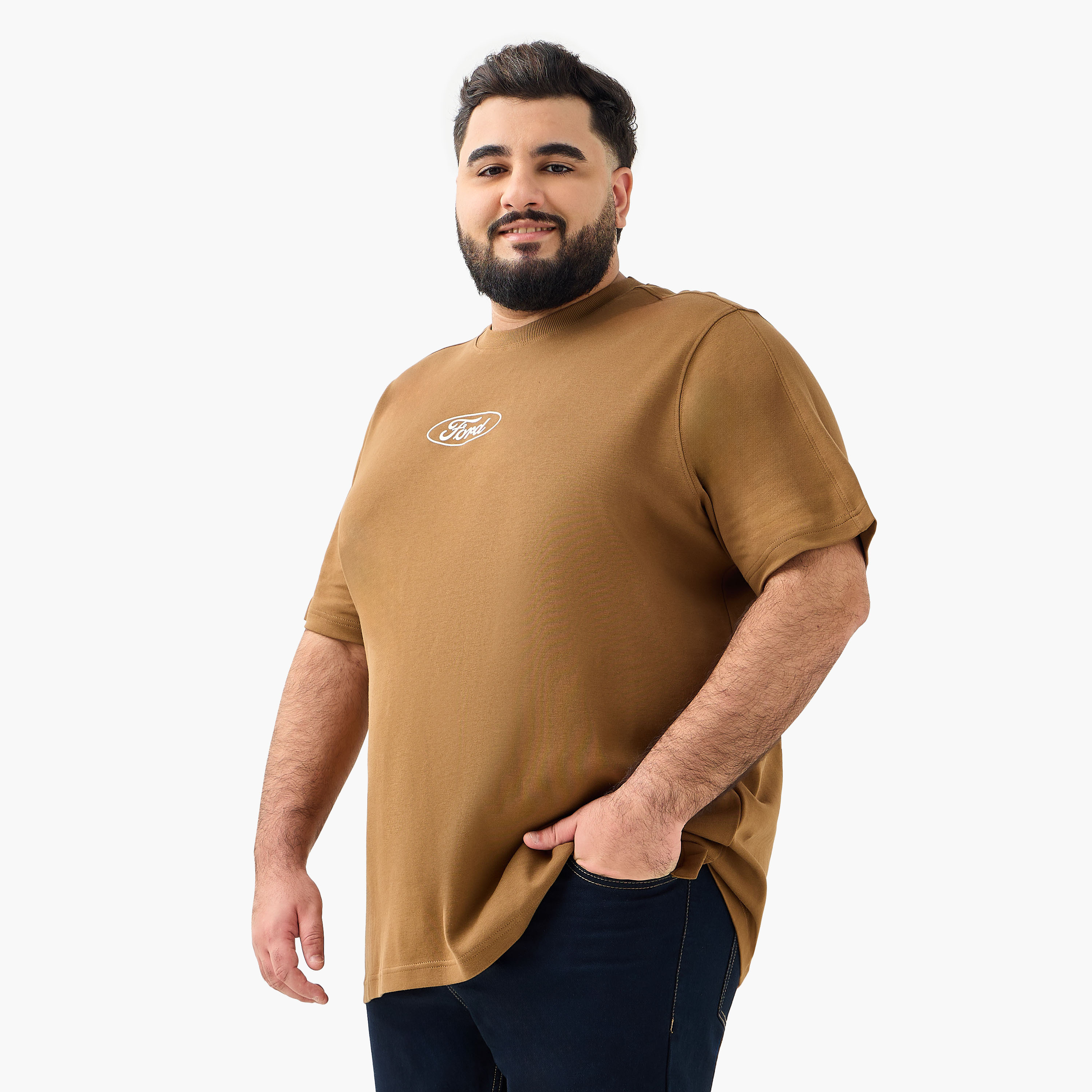 Men Regular Fit Crew Neck Short Sleeves Ford Logo Print T-shirt-men-clothing-tshirtsandpolos-tshirts-image-3