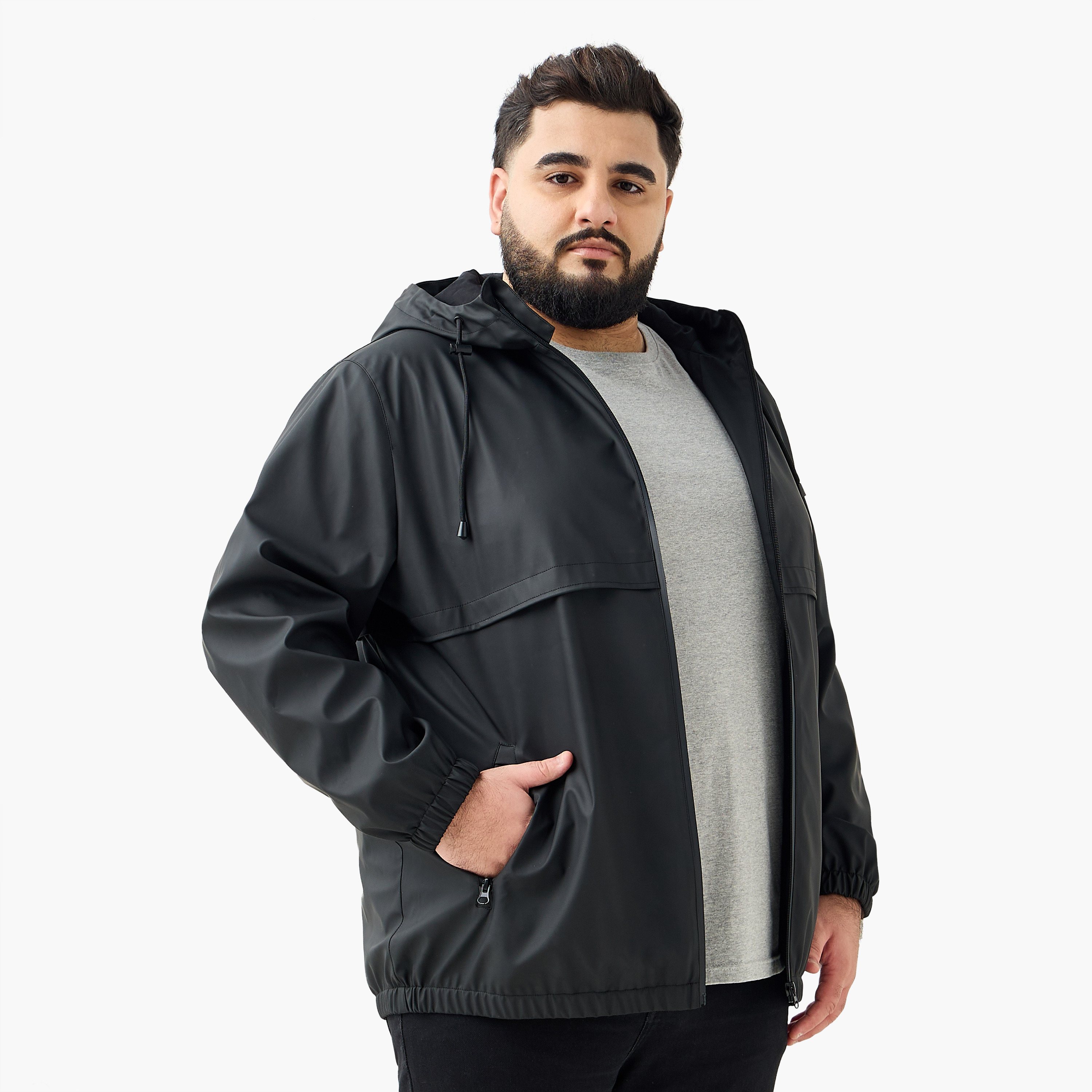 Men Regular Fit Hooded Longline Jacket-men-clothing-jacketsandblazers-jackets-image-1
