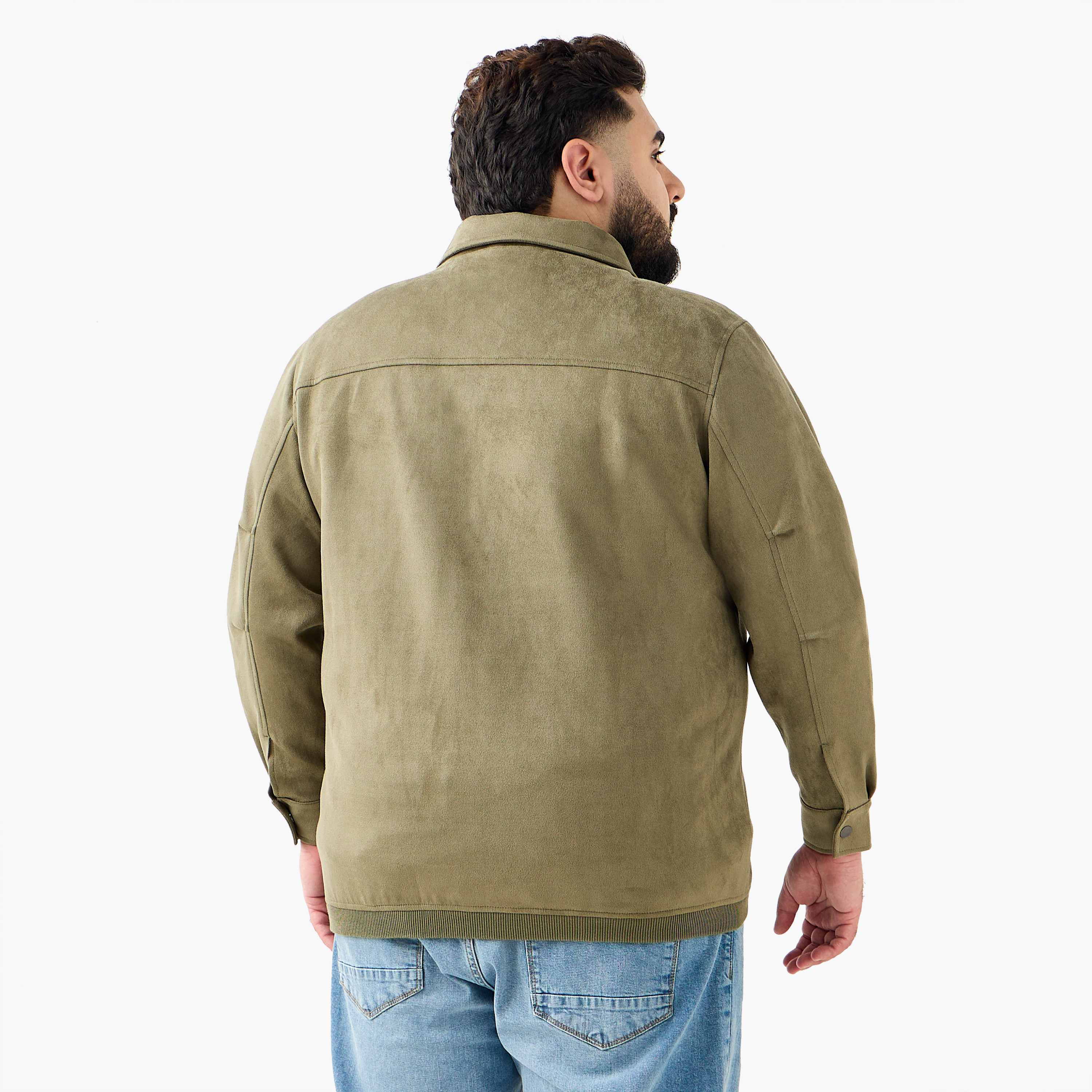 Men Regular Fit Suede Longline Jacket-men-clothing-jacketsandblazers-jackets-image-3