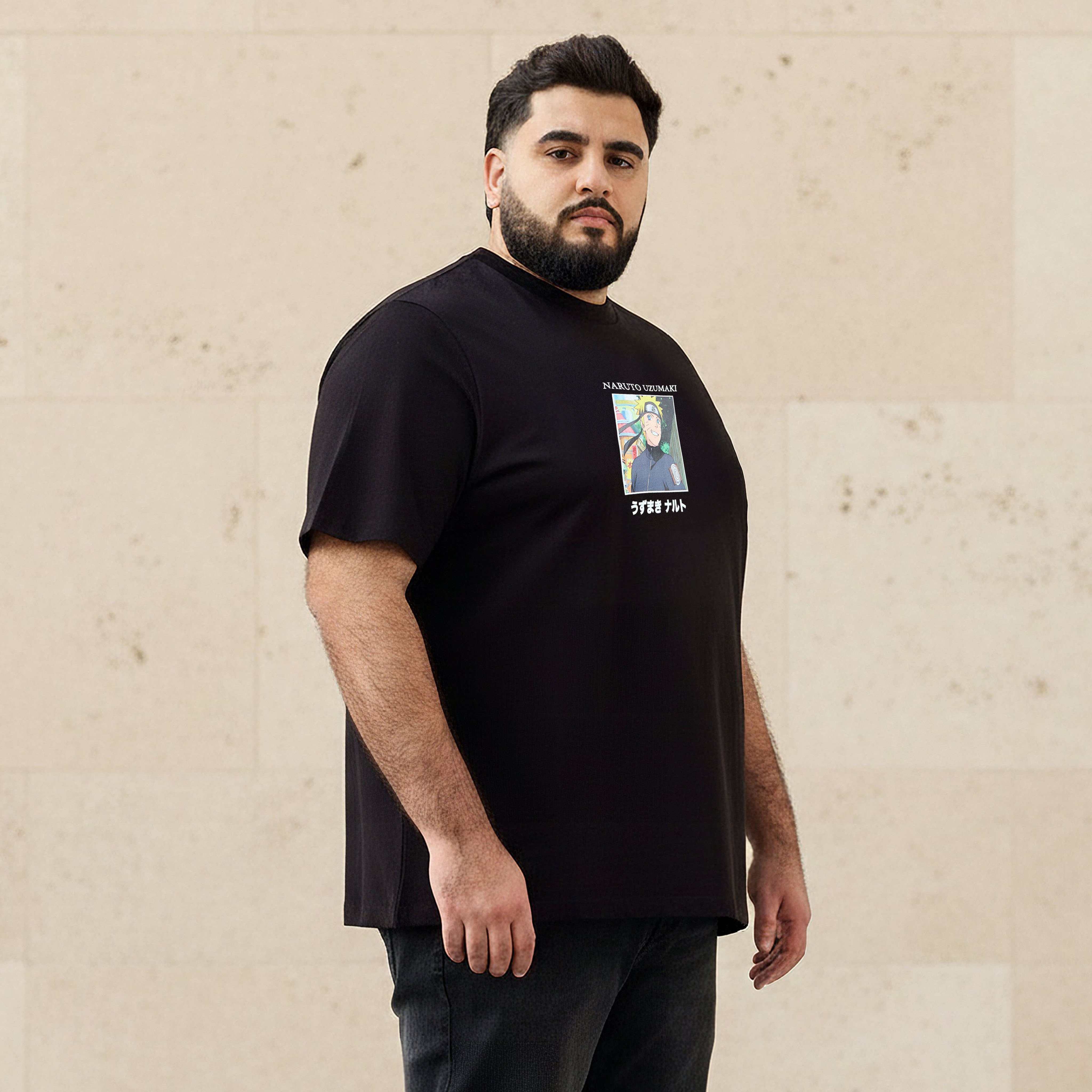 تيشيرت رجالي بطبعات ناروتو وقصة عادية وياقة ضيقة وأكمام قصيرة-men-clothing-tshirtsandpolos-tshirts-image-1