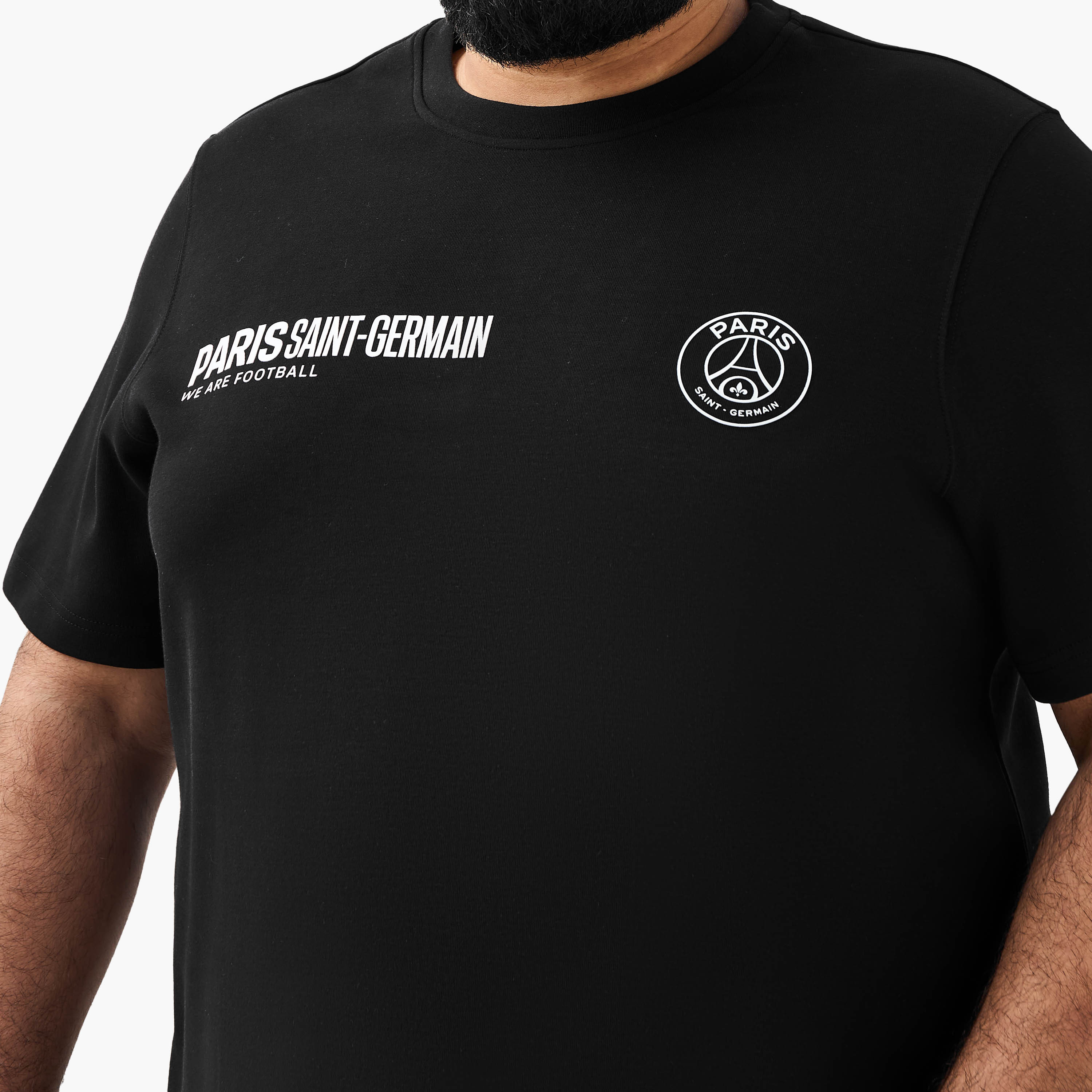 Men Regular Fit Crew Neck Short Sleeve Paris Saint-Germain Print T-shirt-men-clothing-coordsets-image-4