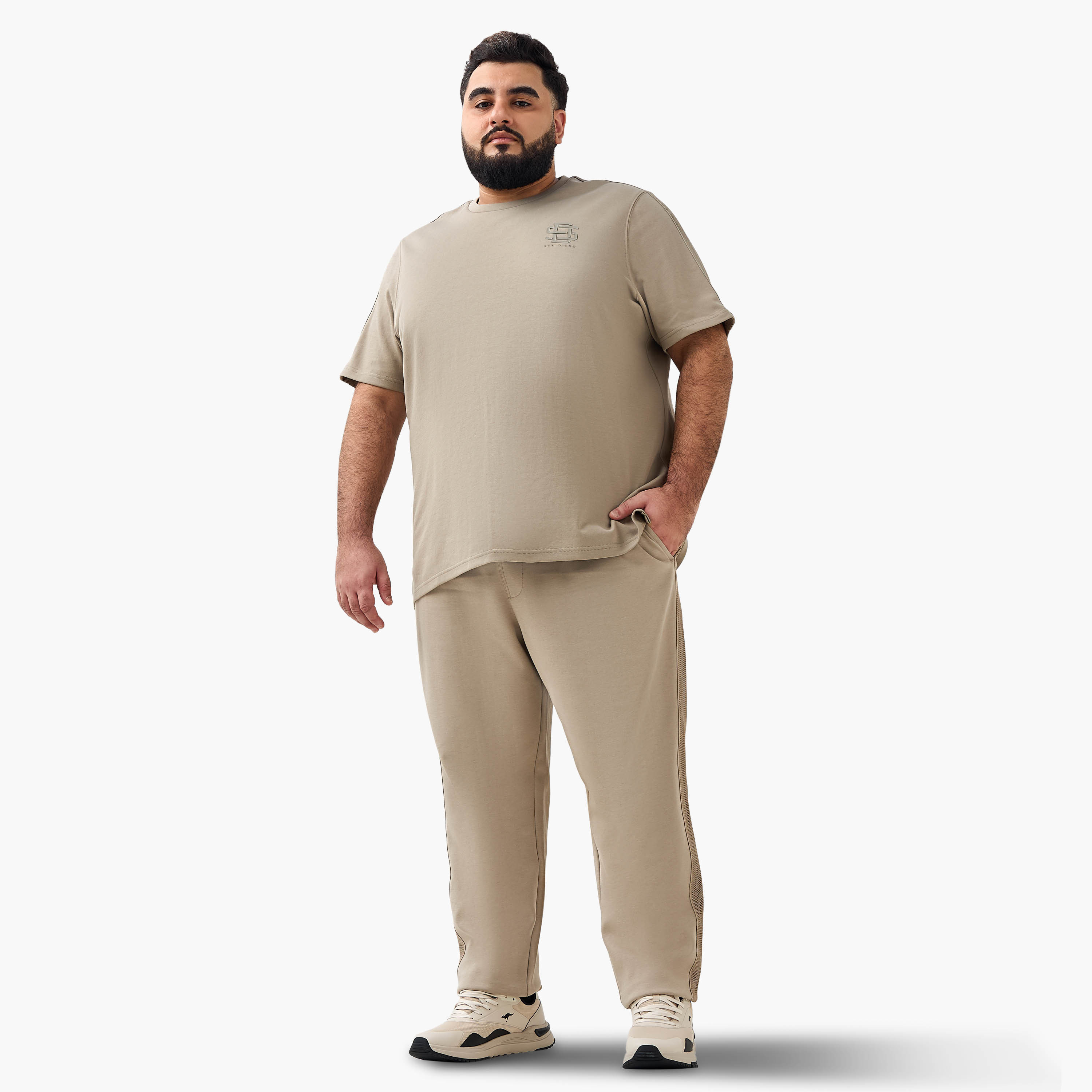 تيشيرت جاكار بقصة عادية وياقة ضيقة وأكمام قصيرة للرجال-men-clothing-tshirtsandpolos-tshirts-image-4