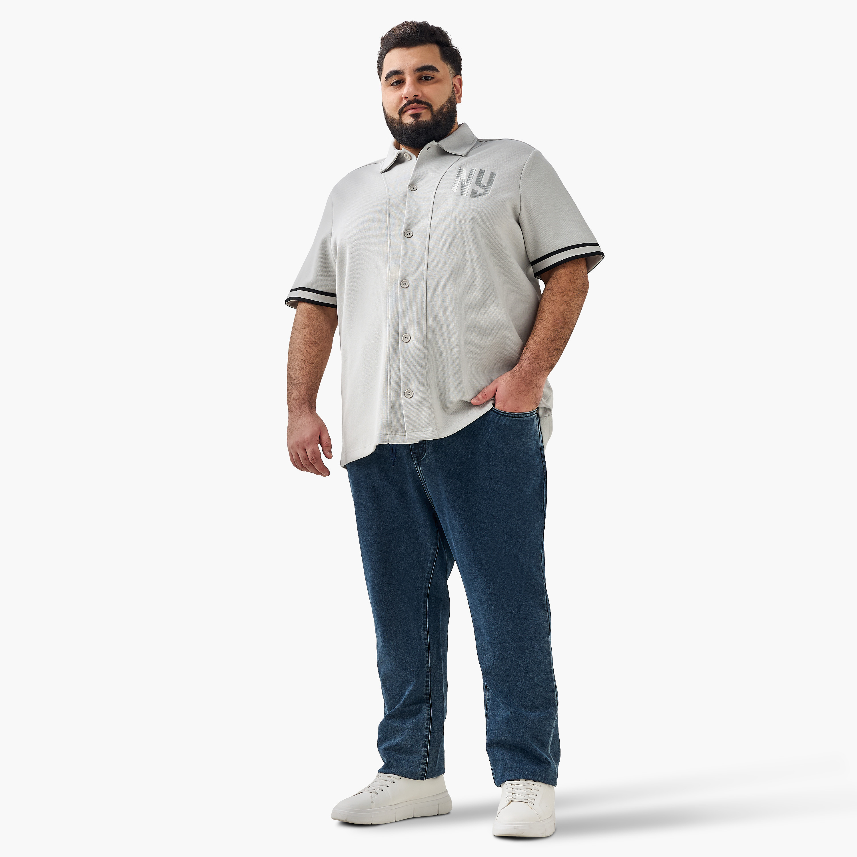 Men Regular Fit Collared Embroidered Short Sleeve Shirt-men-clothing-shirts-image-2