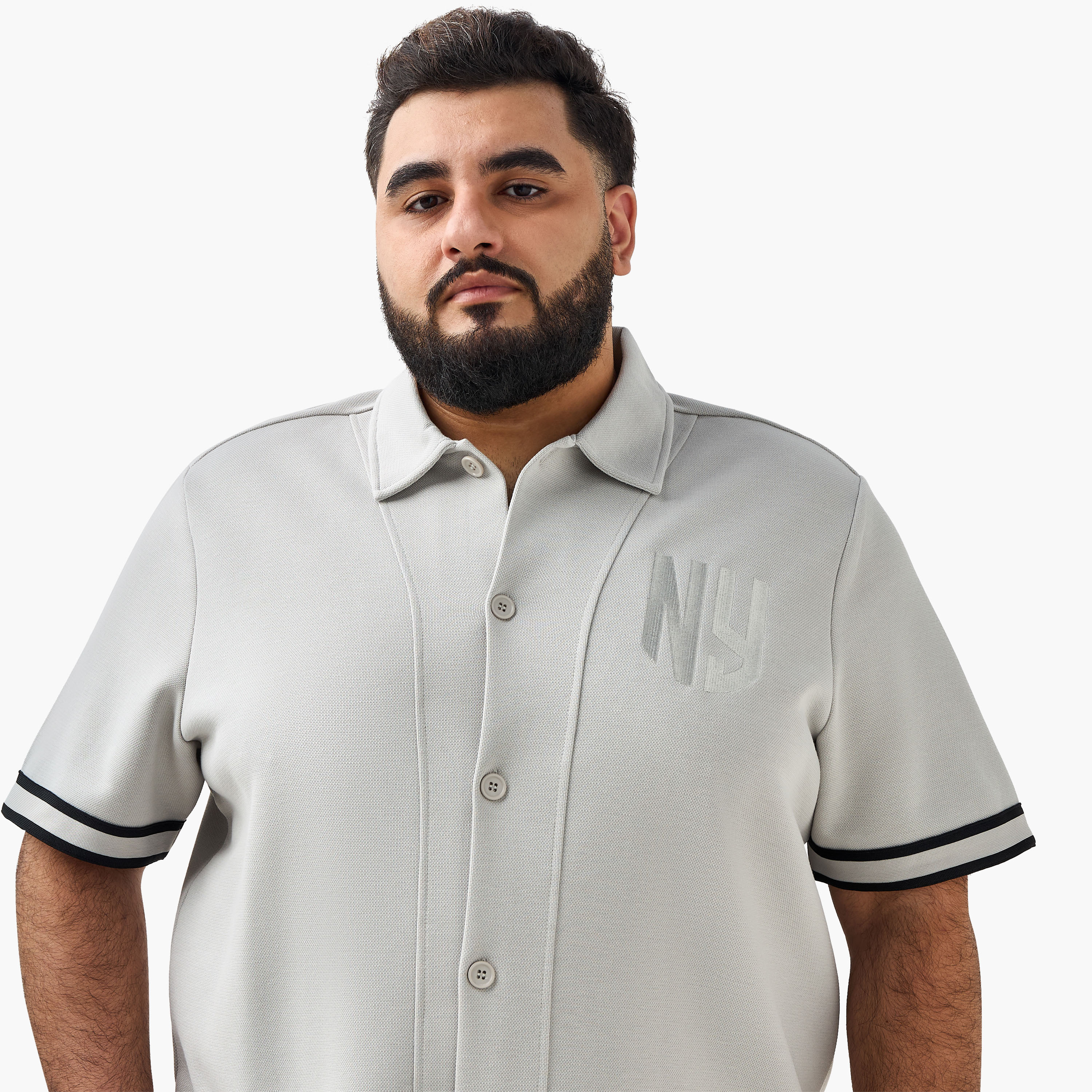 Men Regular Fit Collared Embroidered Short Sleeve Shirt-men-clothing-shirts-image-5