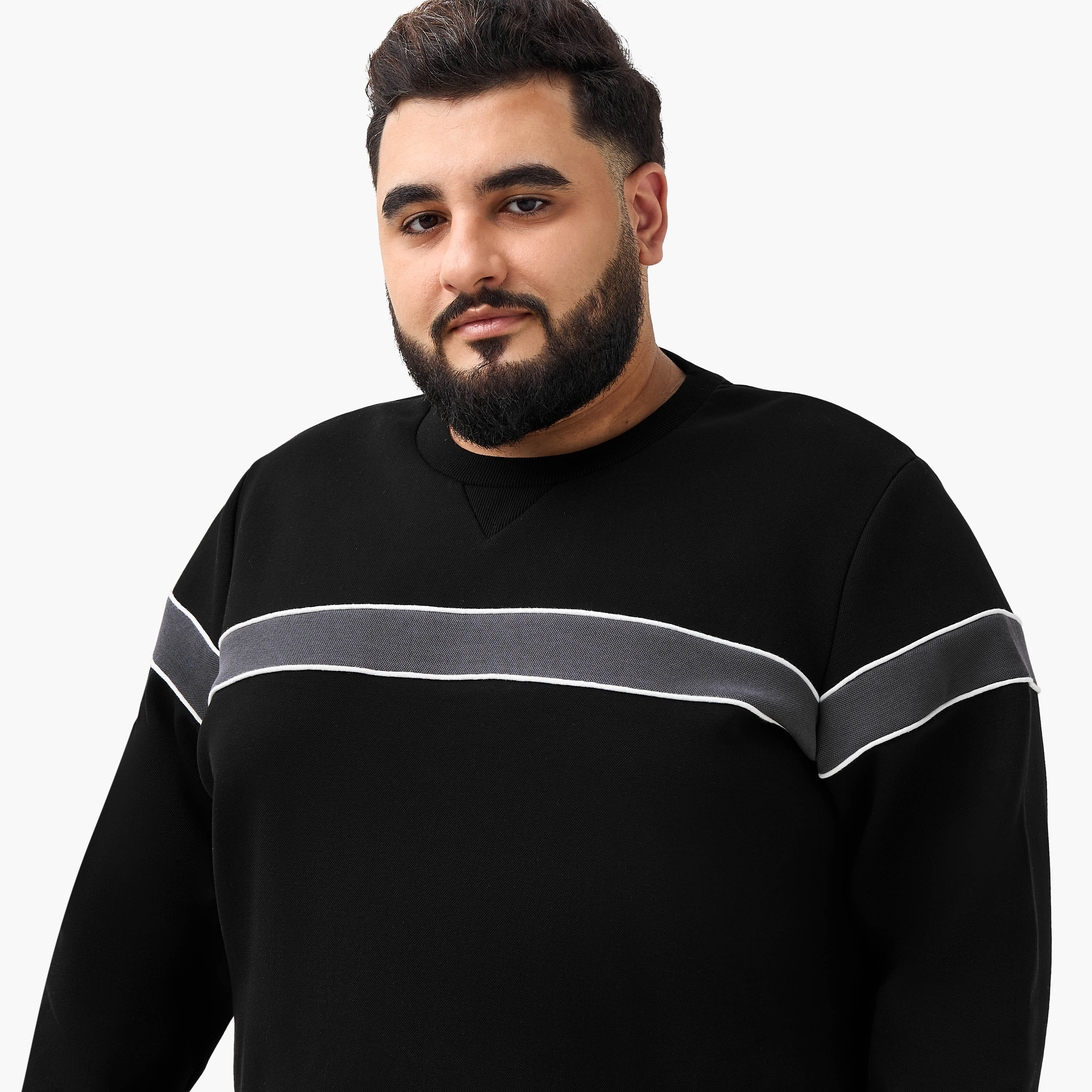 سويت شيرت قطن رجالي مخطط بقصة عادية-men-winterwear-hoodiesandsweatshirts-image-2