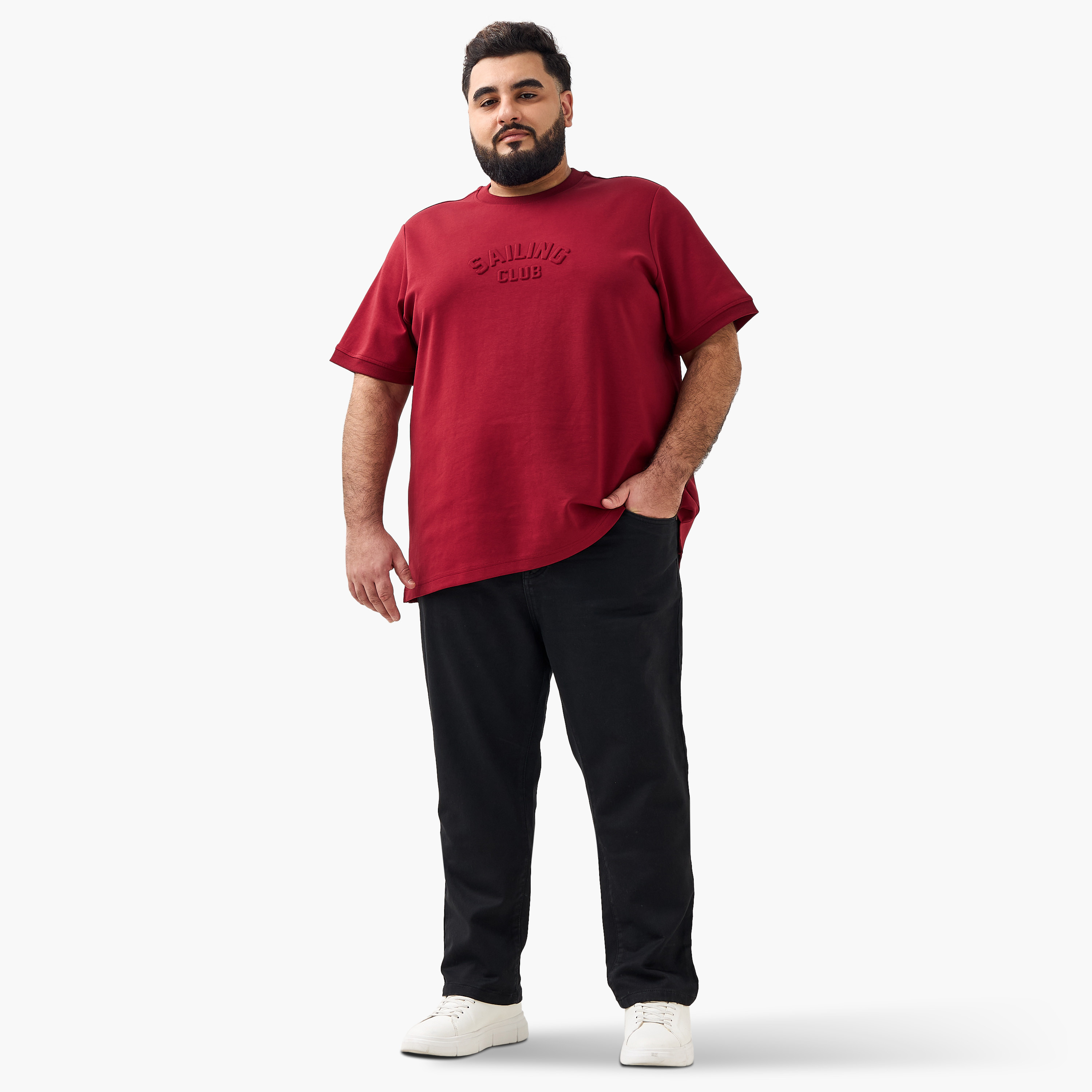 Men Regular Fit Crew Neck Short Sleeve Slogan Embossed T-shirt-men-clothing-tshirtsandpolos-tshirts-image-2