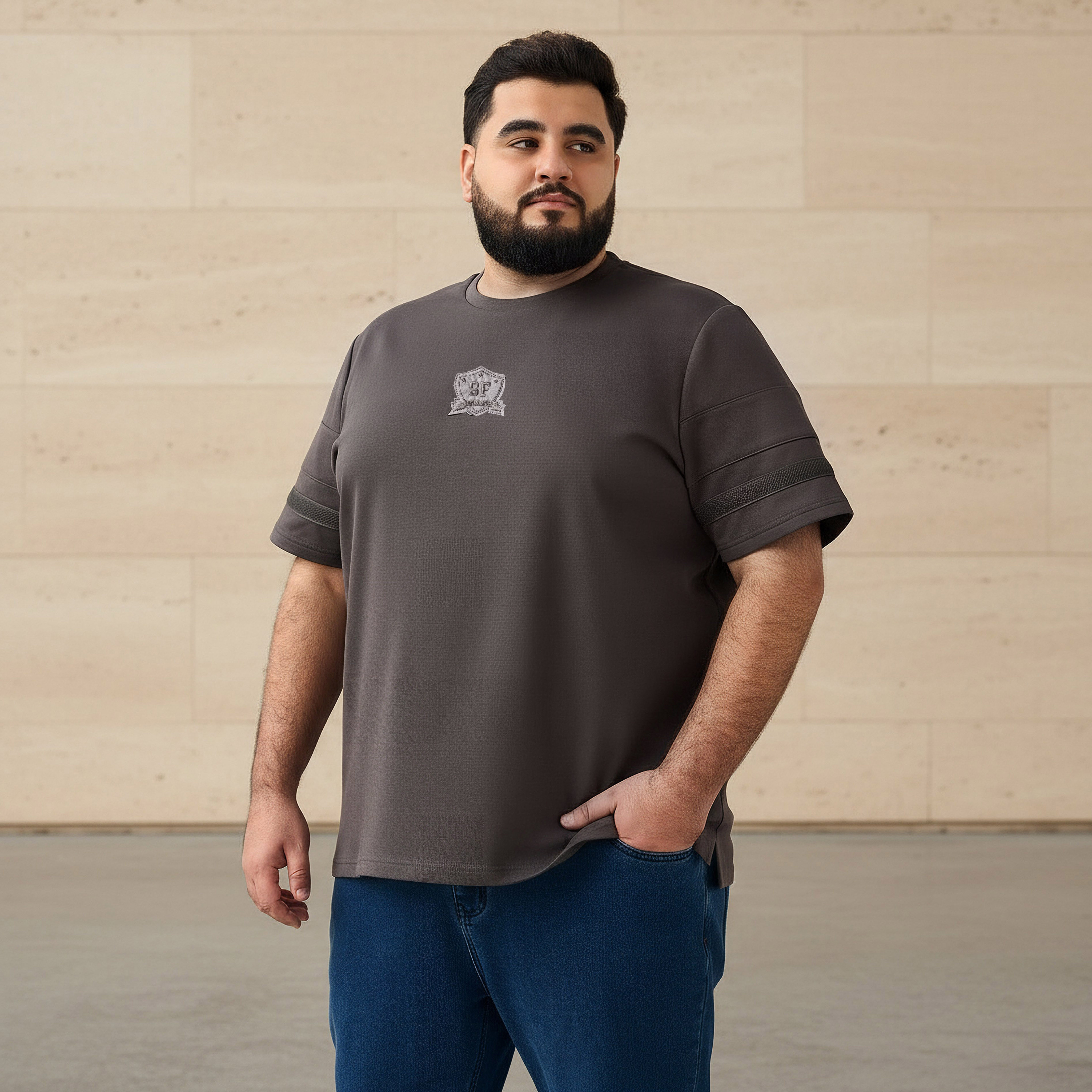 Men Regular Fit Crew Neck Short Sleeve Tape Detail T-shirt-men-clothing-tshirtsandpolos-tshirts-image-1