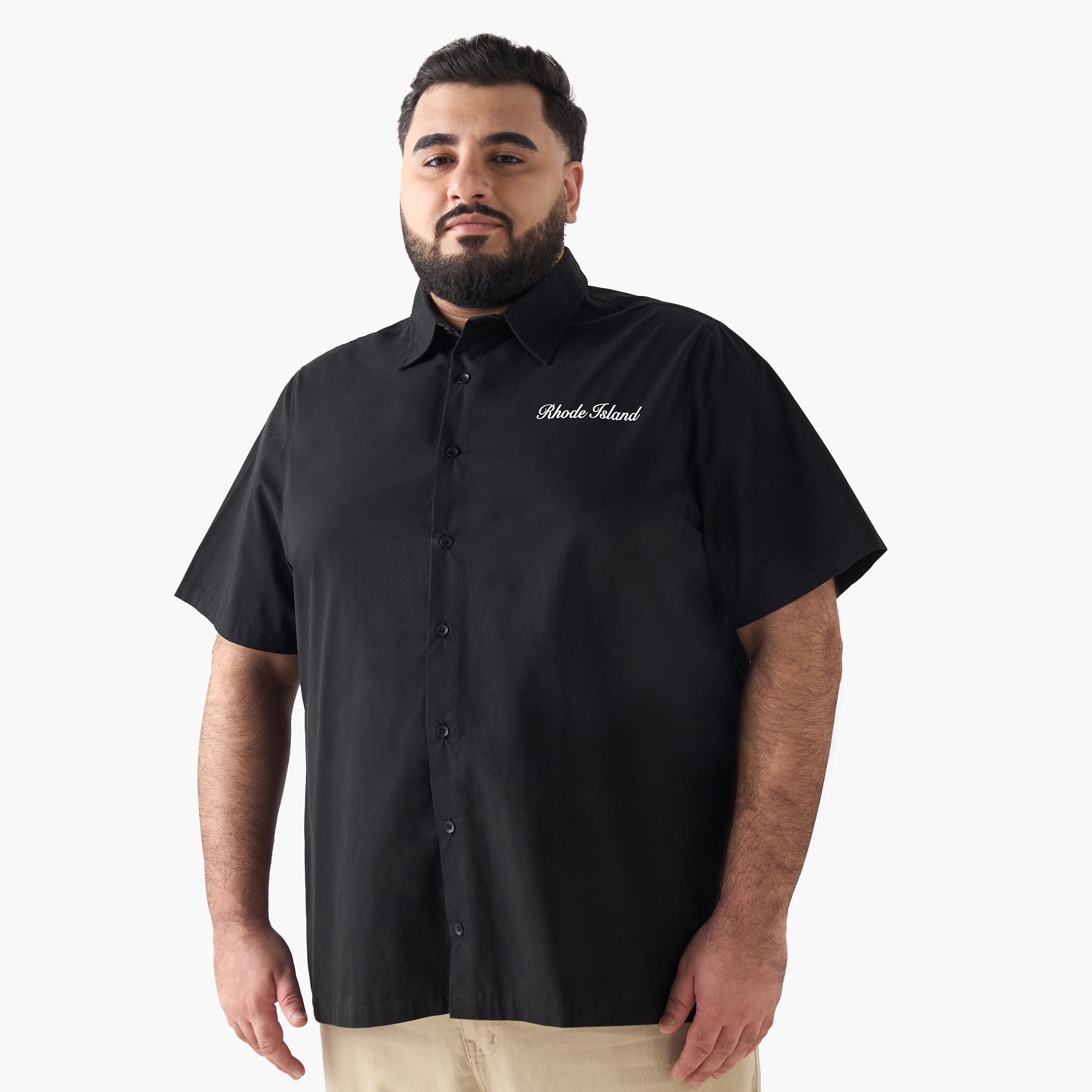 Men Regular Fit Collared Rhode Island Print Short Sleeves Shirt-men-clothing-shirts-image-4
