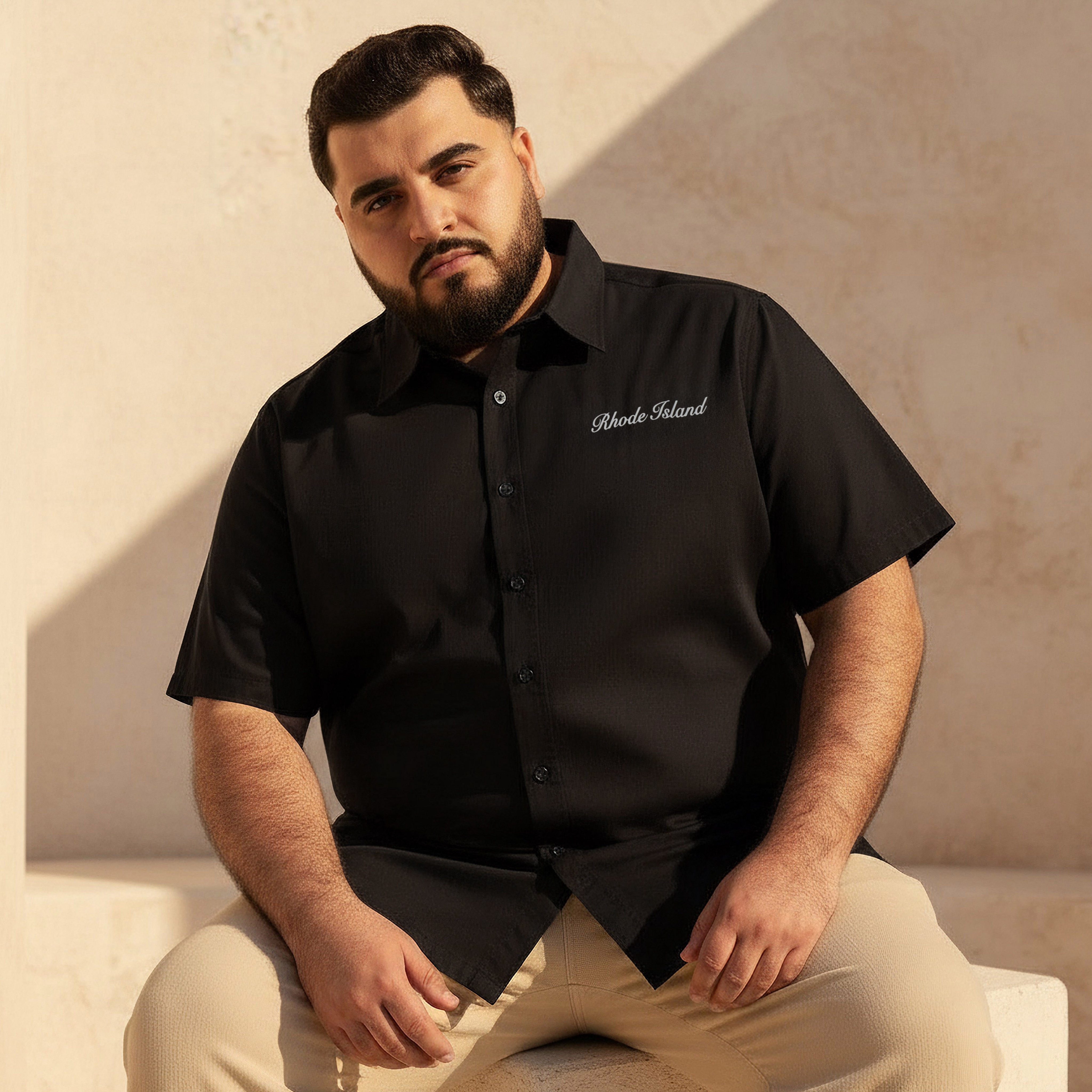Men Regular Fit Collared Rhode Island Print Short Sleeves Shirt-men-clothing-shirts-image-1