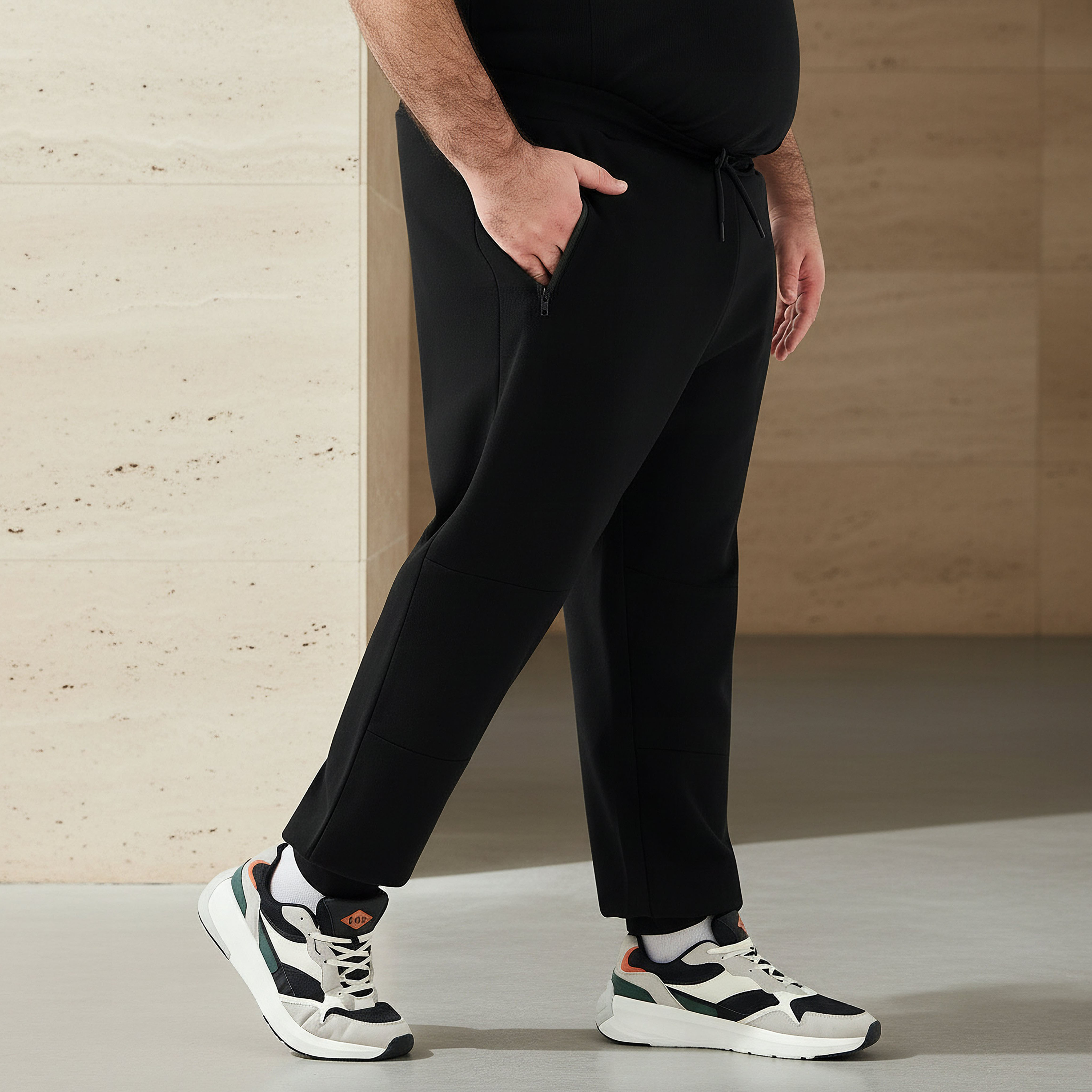 Men Regular Fit Joggers with Cut and Sew Detail-men-clothing-bottoms-joggers-image-1