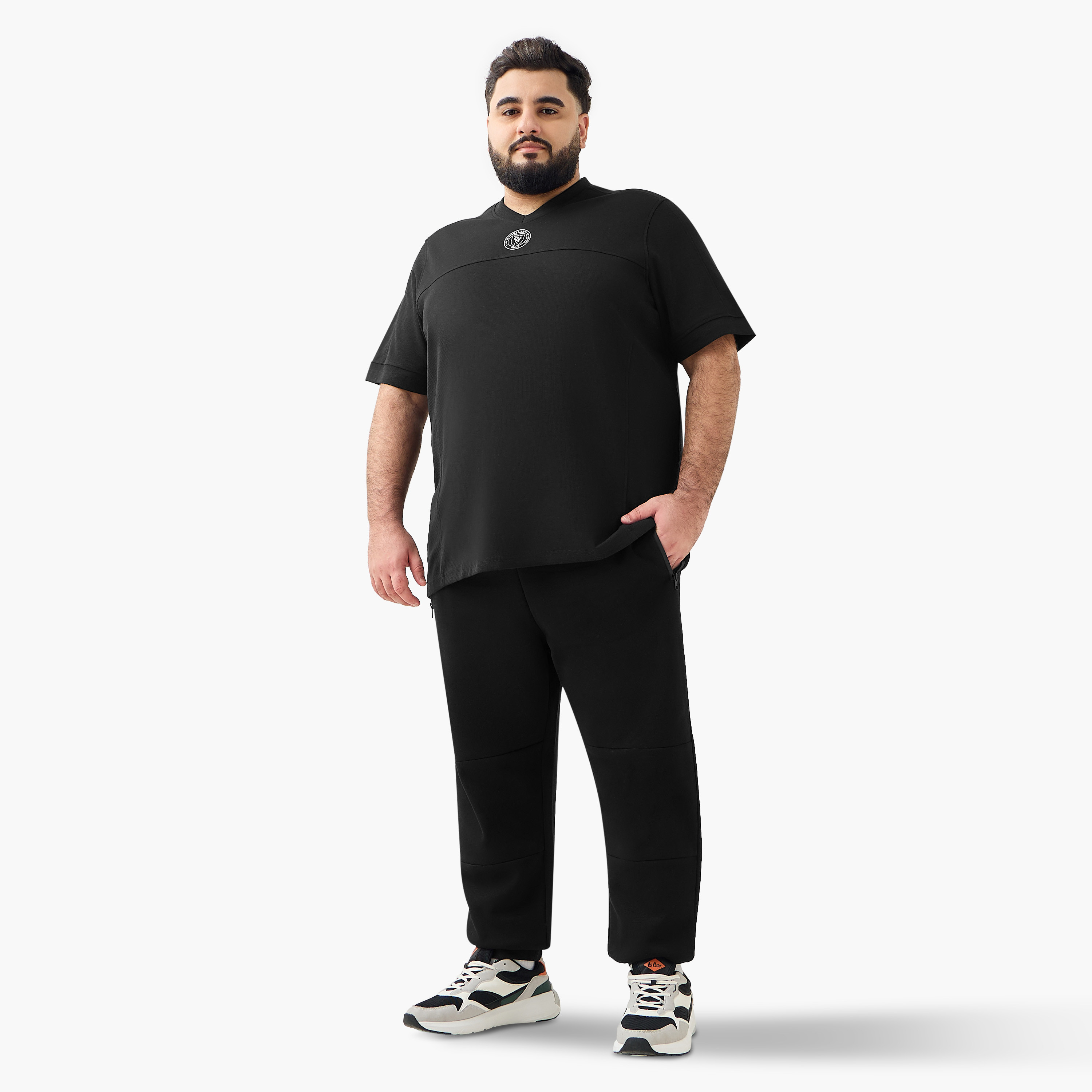 Men Regular Fit Joggers with Cut and Sew Detail-men-clothing-bottoms-joggers-image-2