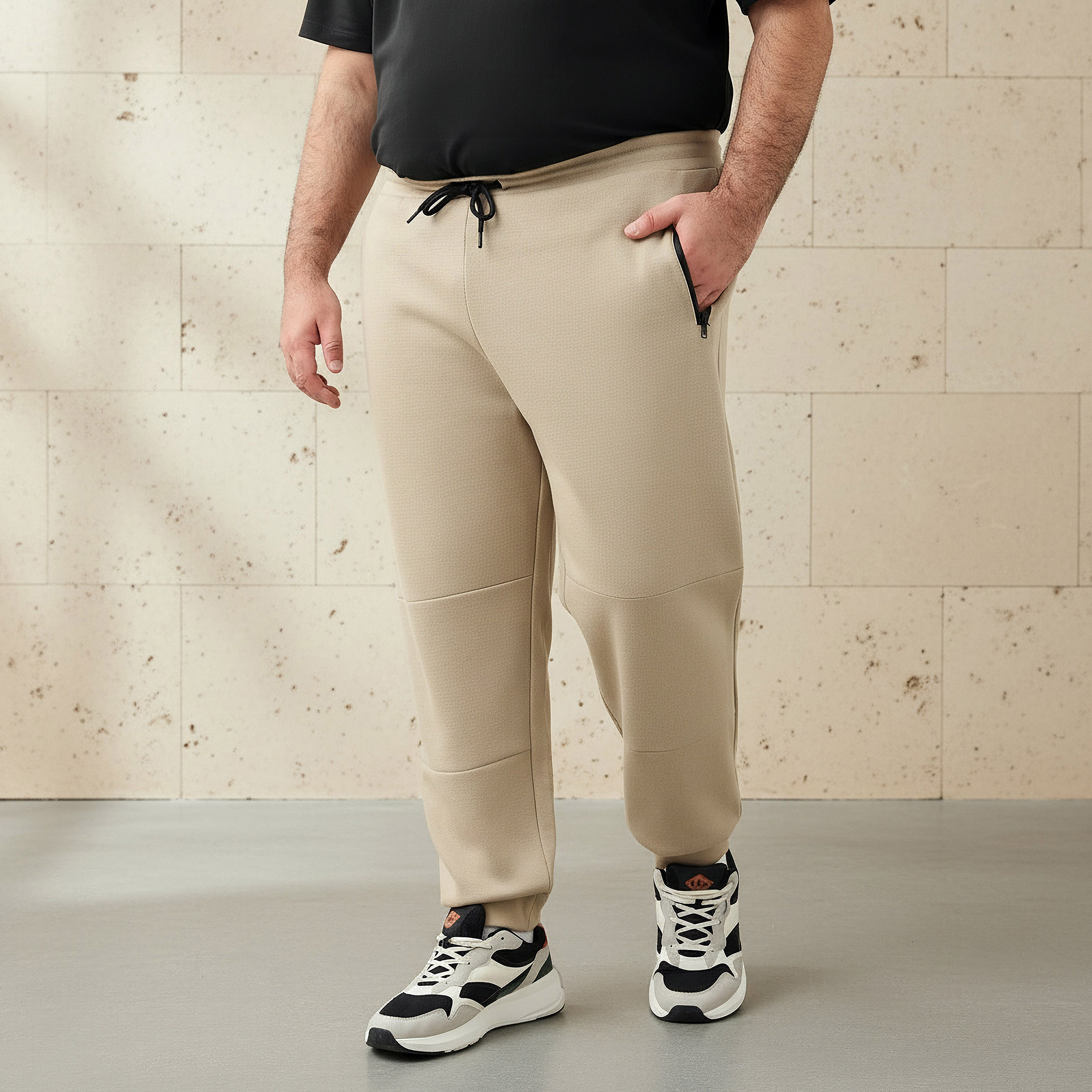 Men Regular Fit Joggers with Cut and Sew Detail-men-clothing-bottoms-joggers-image-1