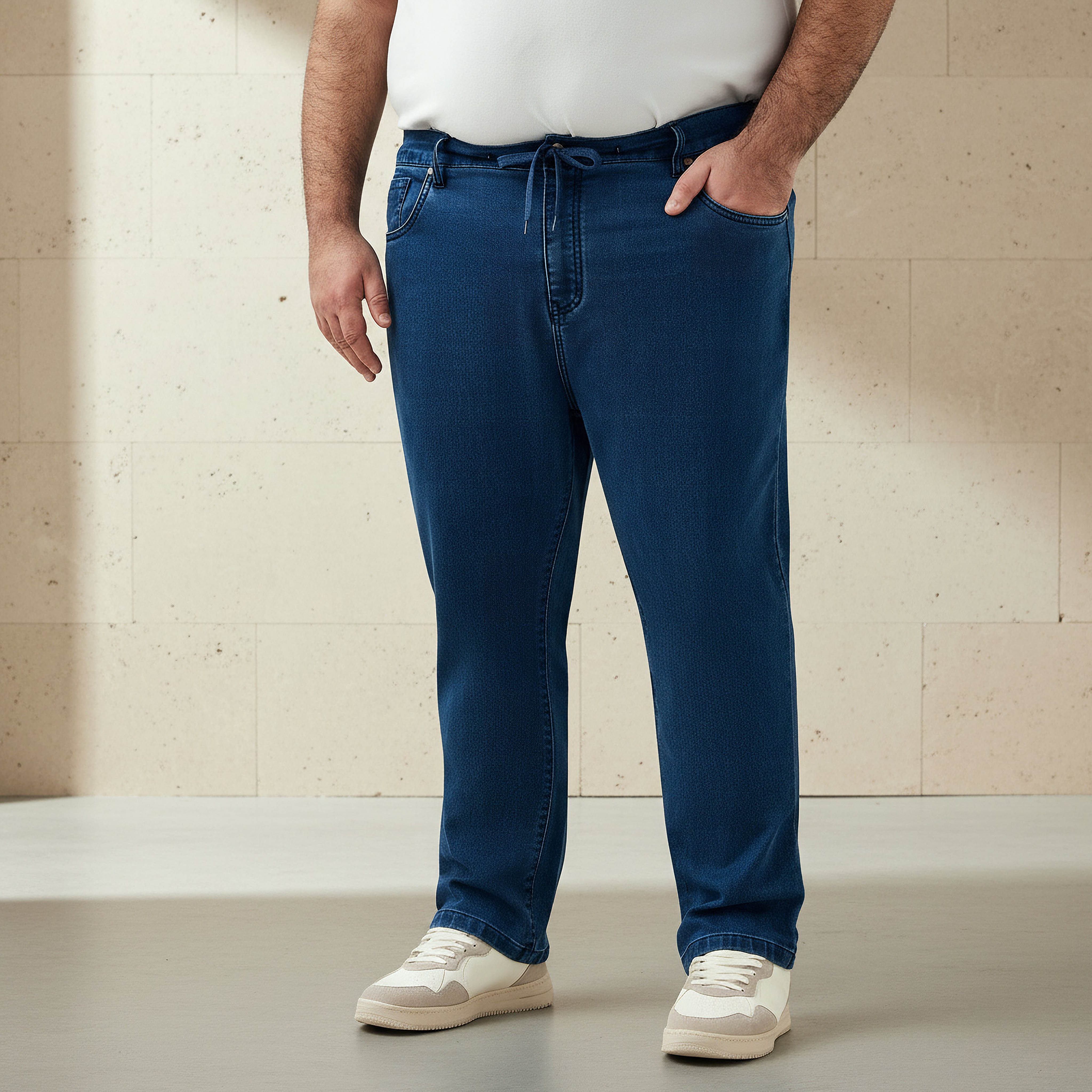 بنطلون جينز بخصر مرن وقصة عادية للرجال-men-clothing-bottoms-jeans-image-4