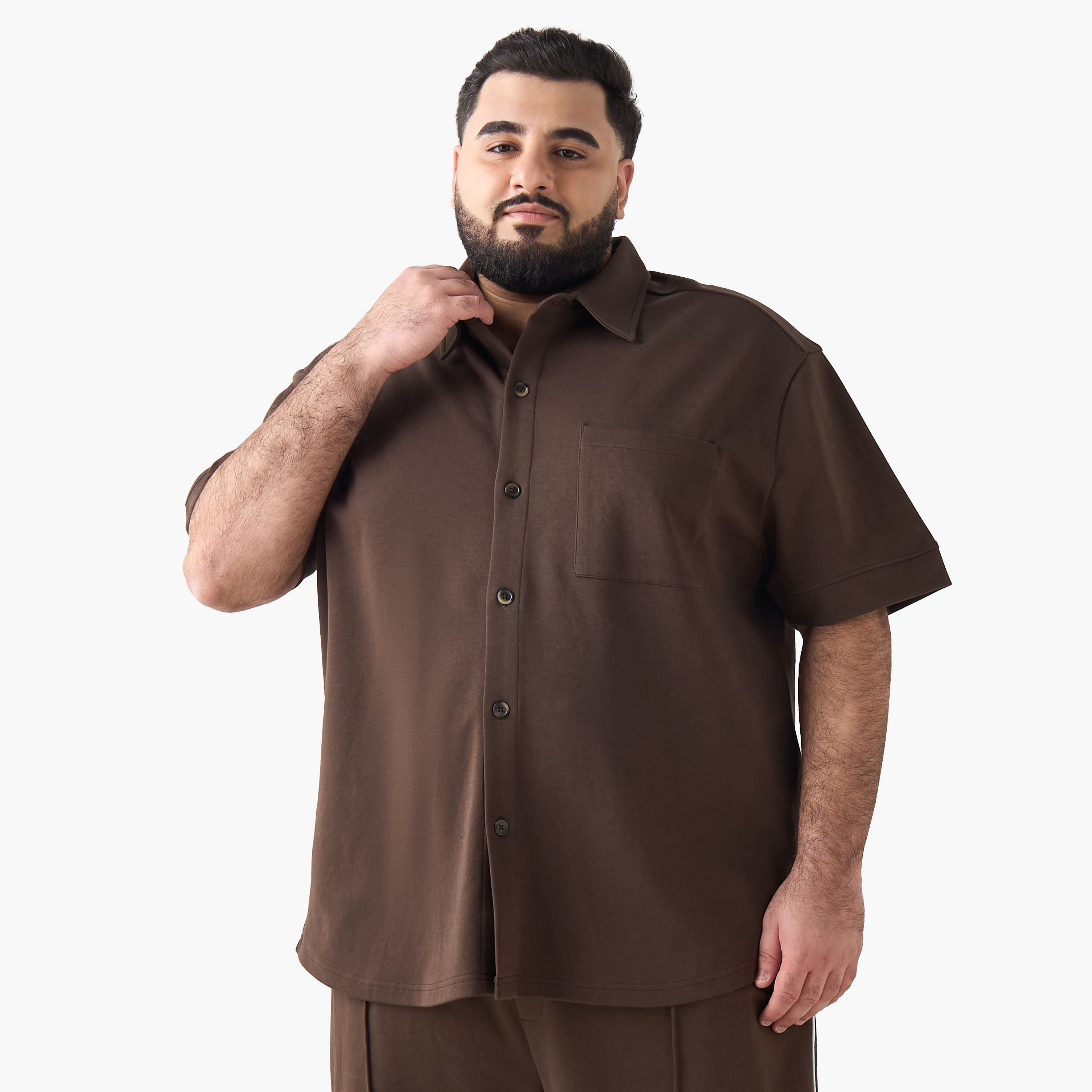 قميص رجالي بياقة وقصة عادية وأكمام قصيرة-men-clothing-shirts-image-2