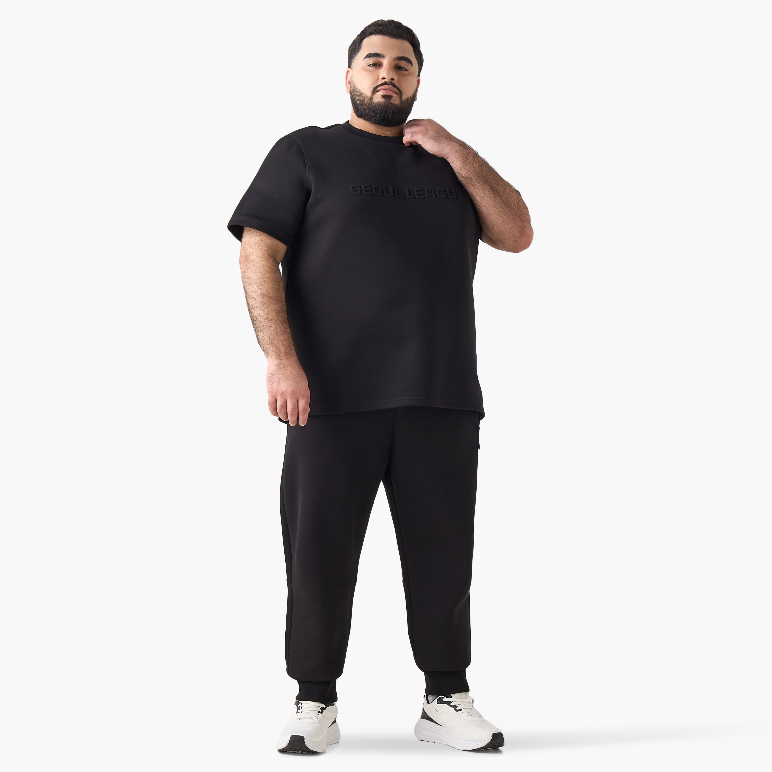 Men Regular Fit Crew Neck Short Sleeve Embossed T-shirt-men-clothing-coordsets-image-3