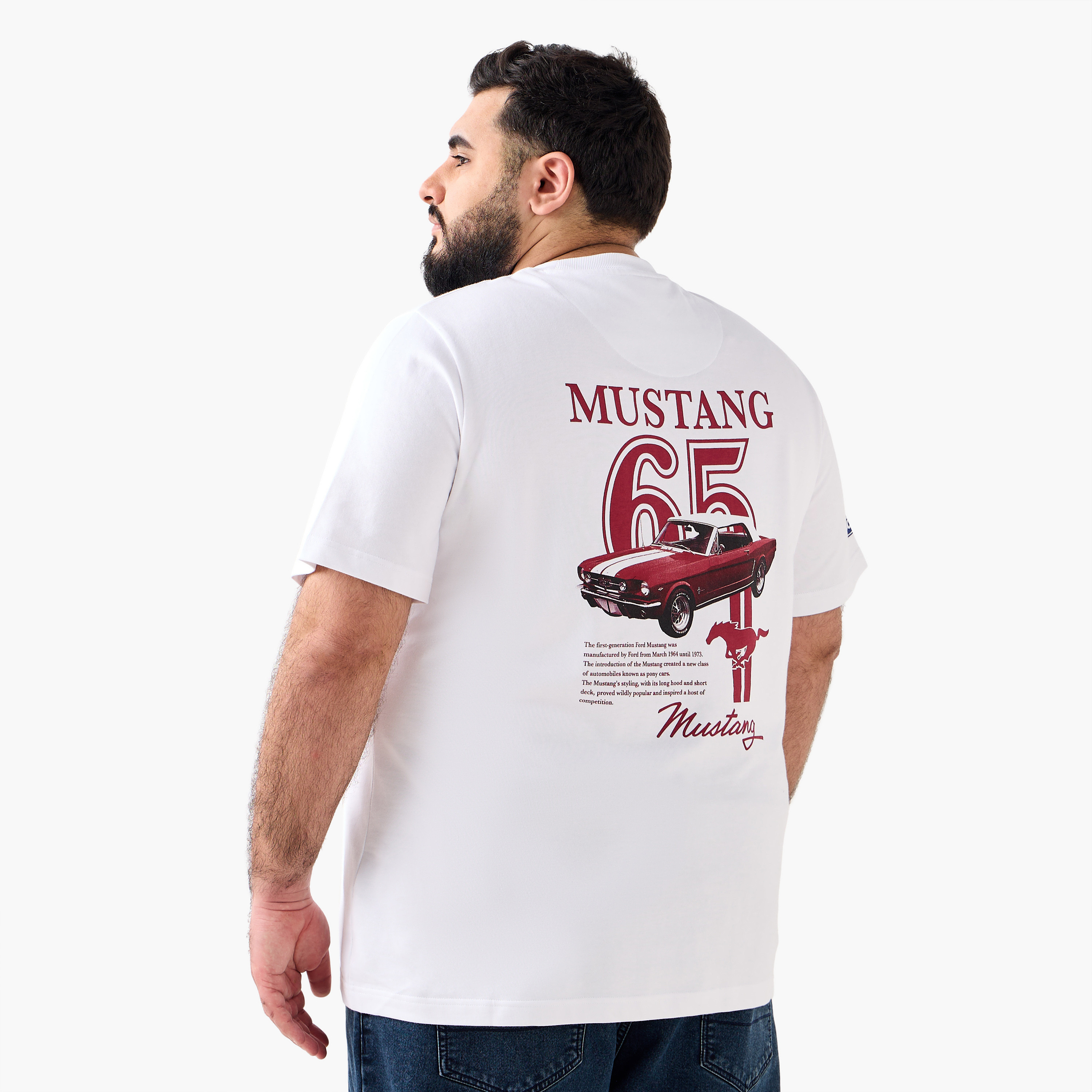 Men Regular Fit Crew Neck Short Sleeves Mustang Print T-shirt-men-clothing-tshirtsandpolos-tshirts-image-2