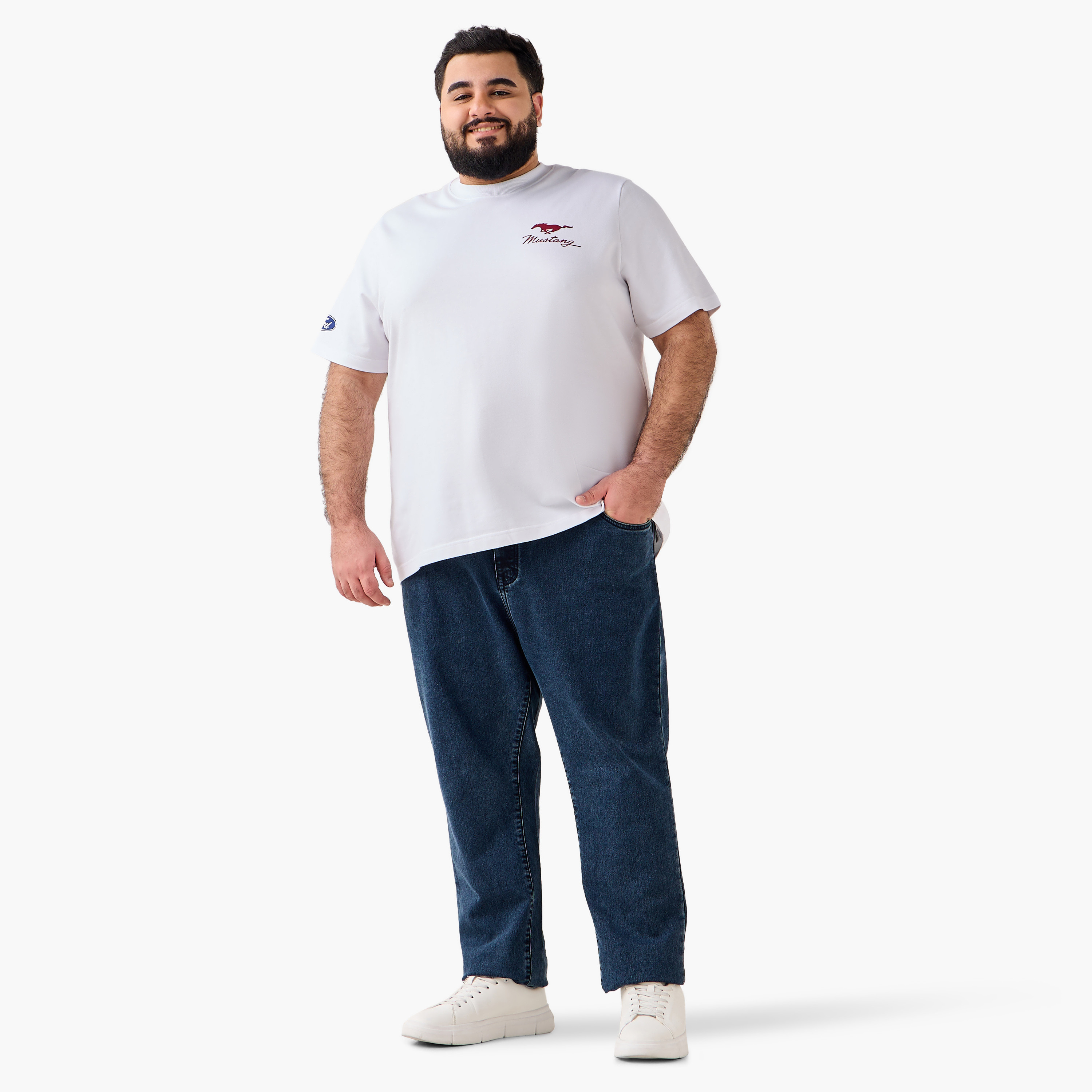 Men Regular Fit Crew Neck Short Sleeves Mustang Print T-shirt-men-clothing-tshirtsandpolos-tshirts-image-3