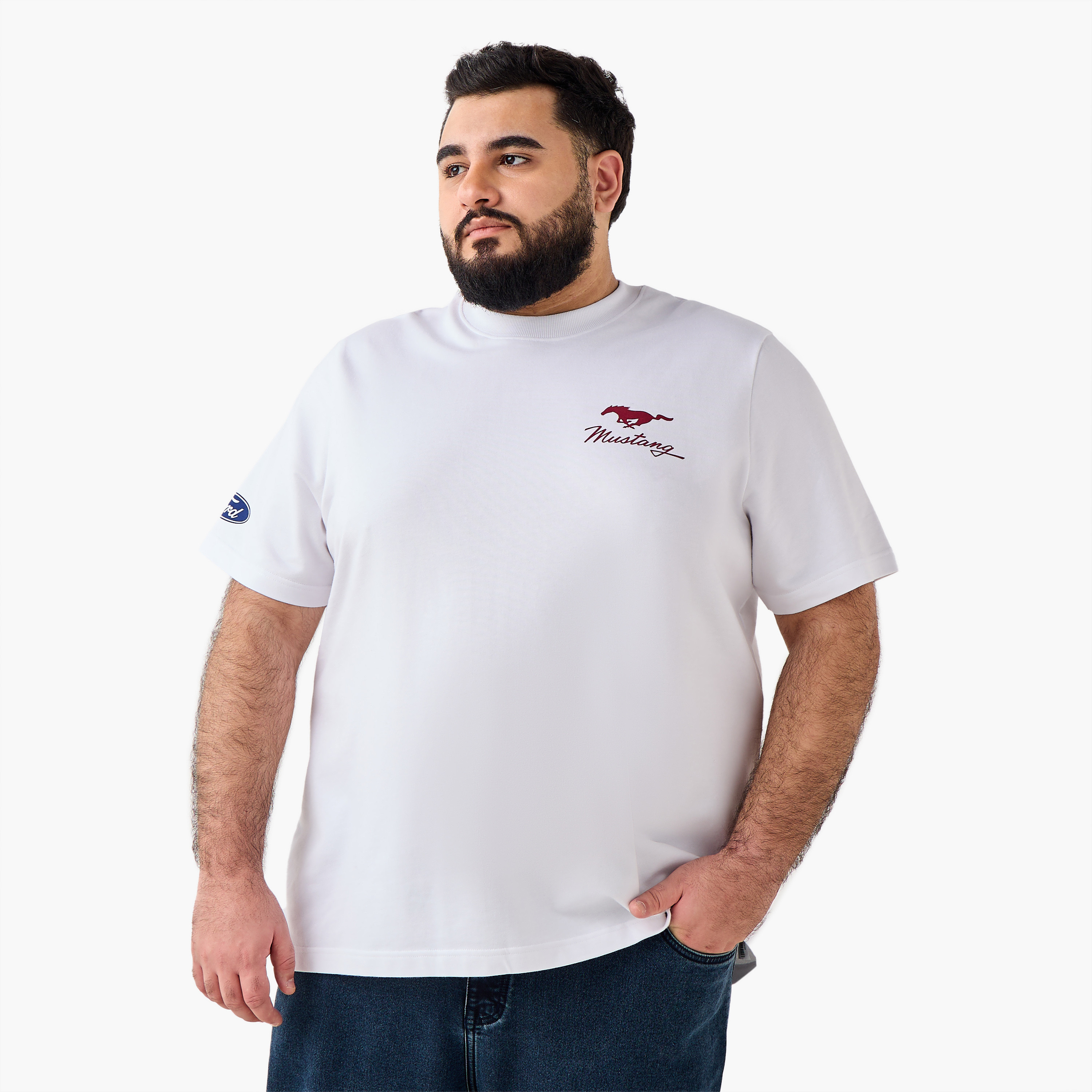 Men Regular Fit Crew Neck Short Sleeves Mustang Print T-shirt-men-clothing-tshirtsandpolos-tshirts-image-4