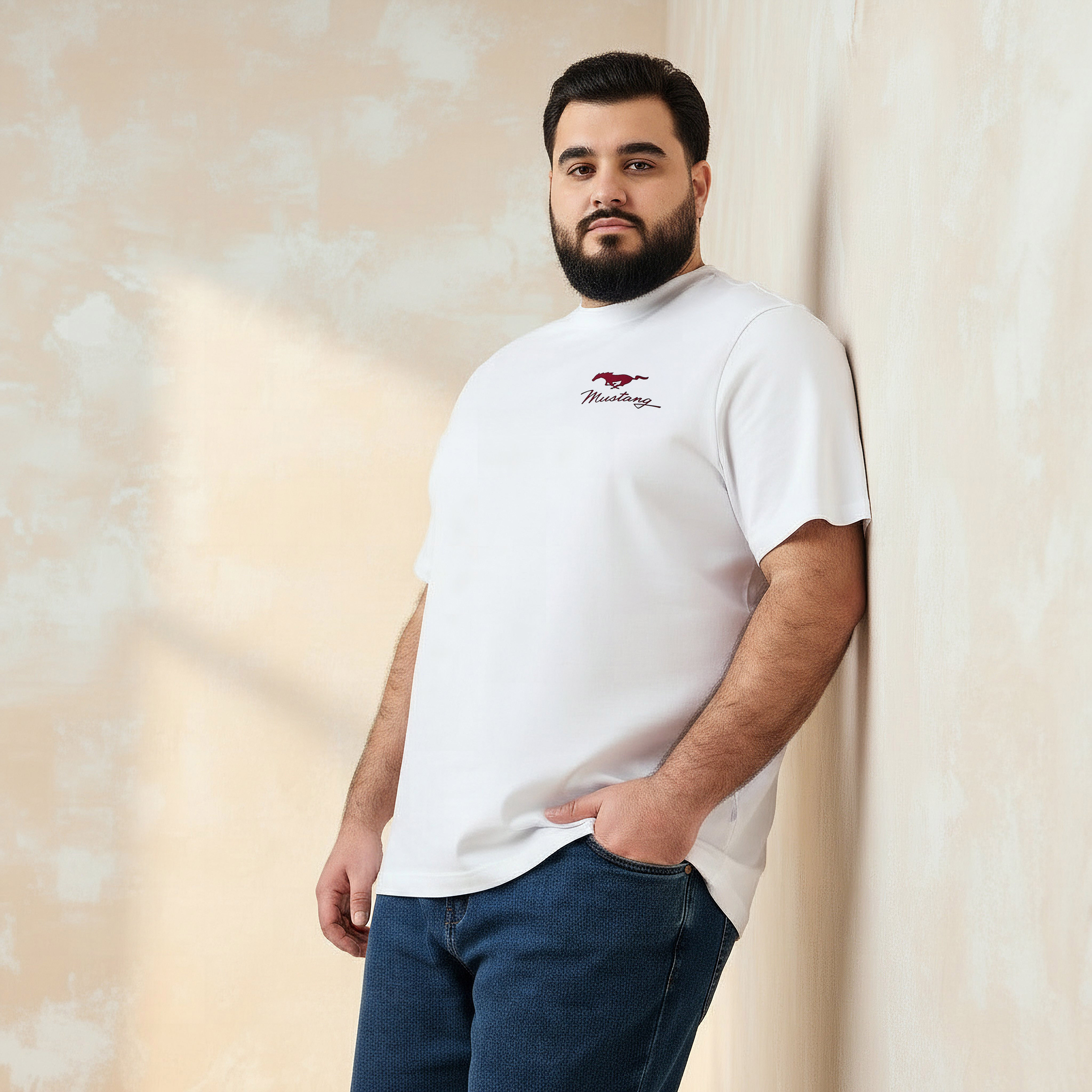 Men Regular Fit Crew Neck Short Sleeves Mustang Print T-shirt-men-clothing-tshirtsandpolos-tshirts-image-1
