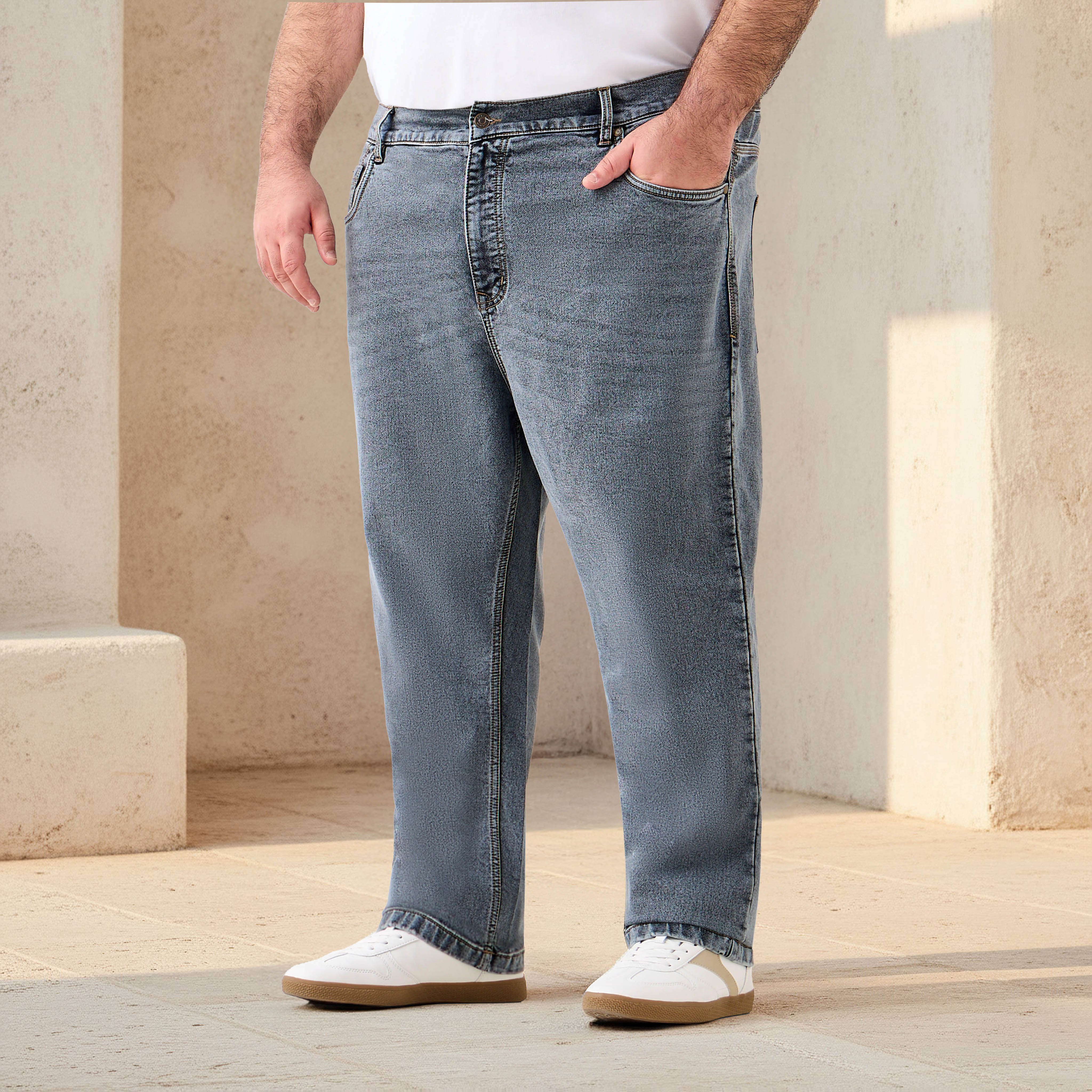 Men Relaxed Fit Flexi Waist Stretchable Jeans-men-clothing-bottoms-jeans-image-1
