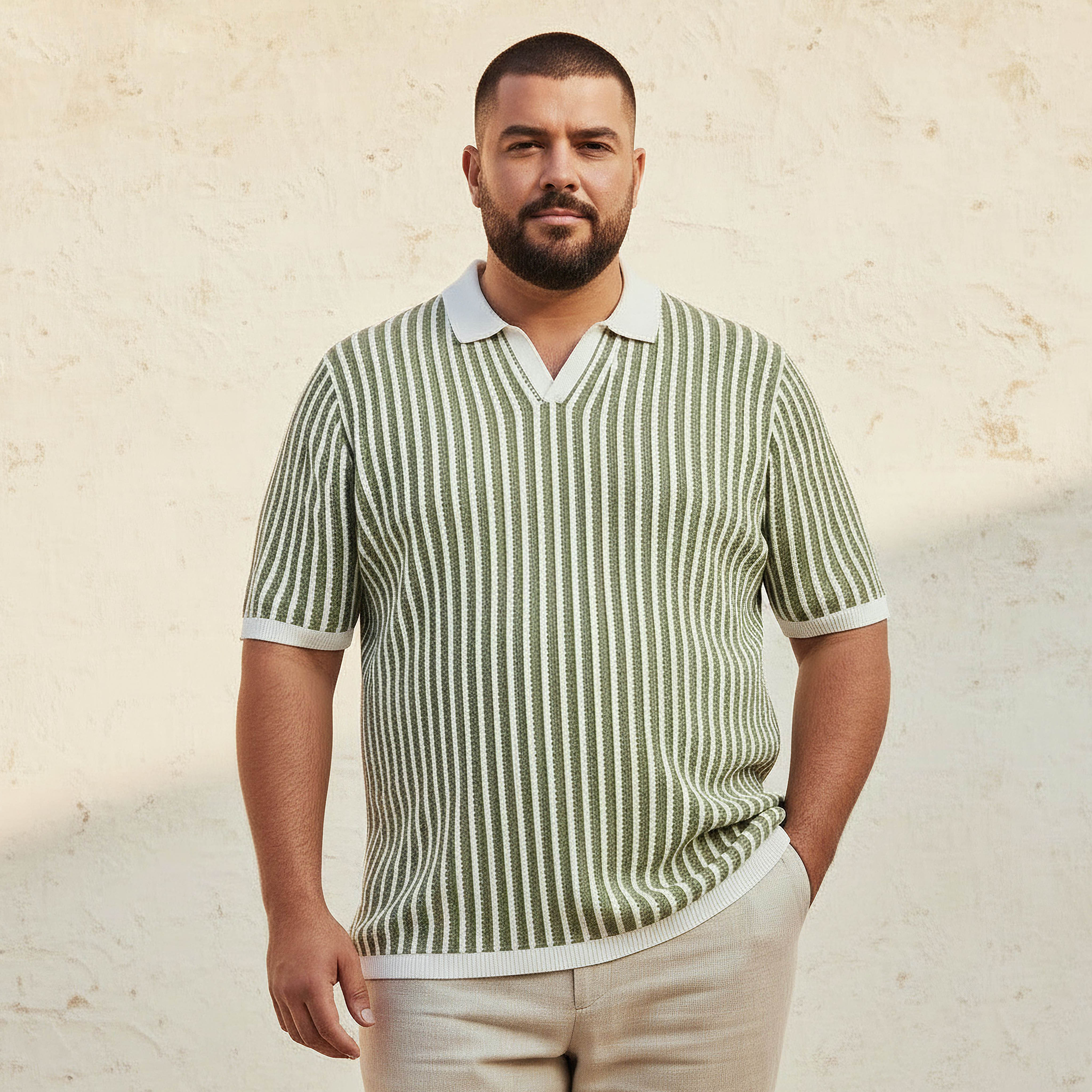 Men Short Sleeves Striped Johnny Collar Polo T-shirt-men-clothing-tshirtsandpolos-polos-image-1