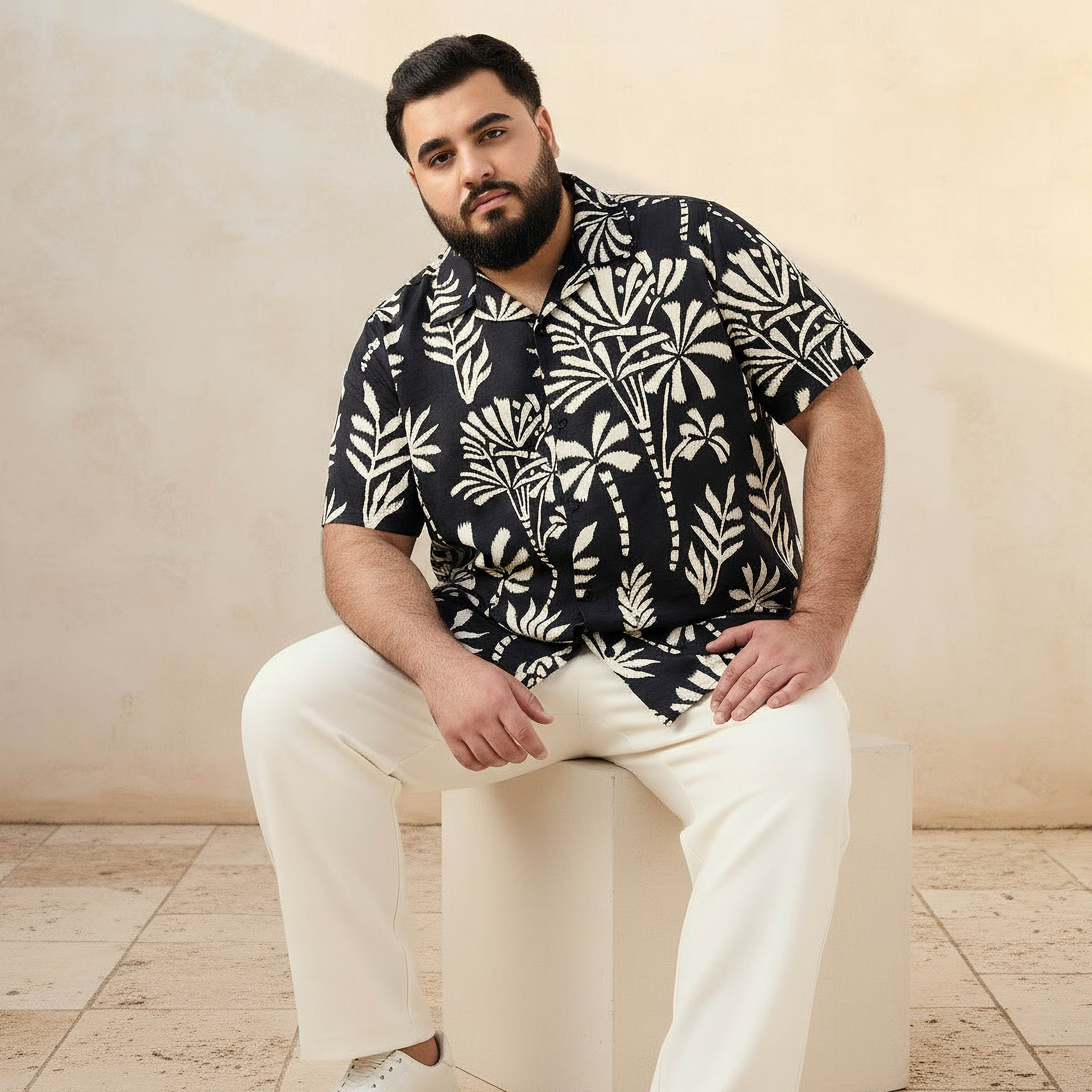 قميص رجالي بطبعات وياقة كامب وأكمام قصيرة-men-clothing-shirts-image-2