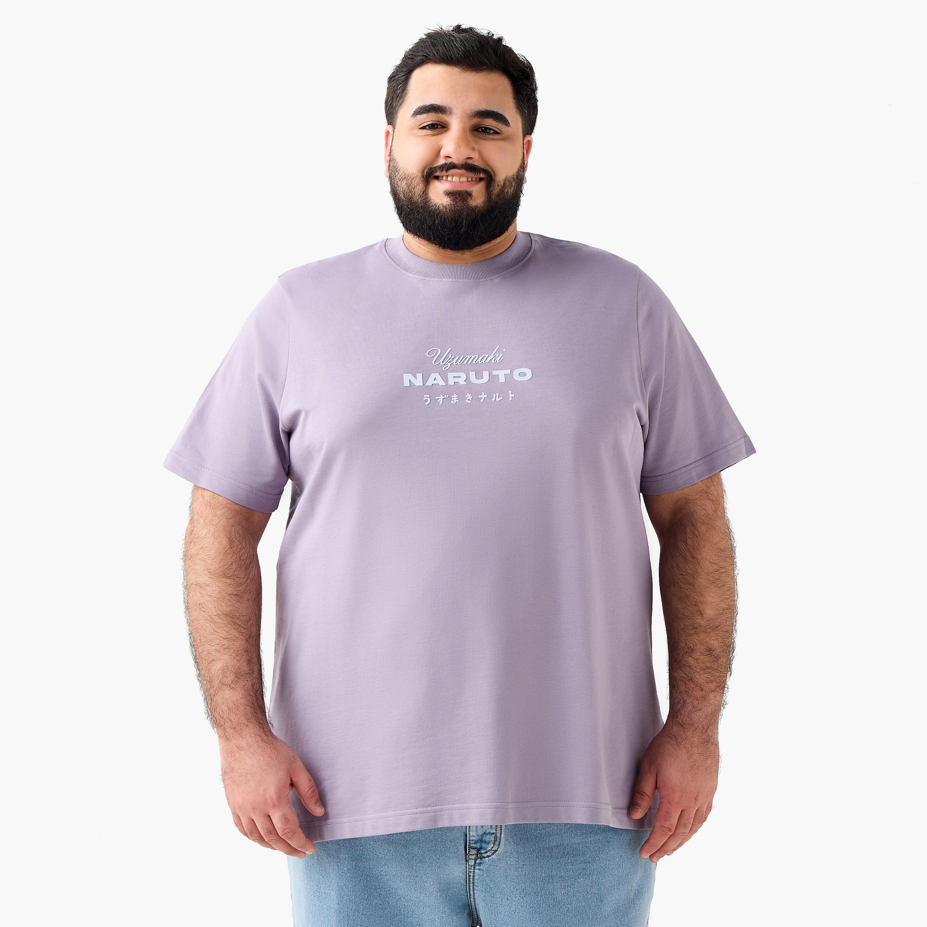 تيشيرت بقصة عادية وياقة ضيقة وأكمام قصيرة وطبعات للرجال-men-clothing-tshirtsandpolos-tshirts-image-2