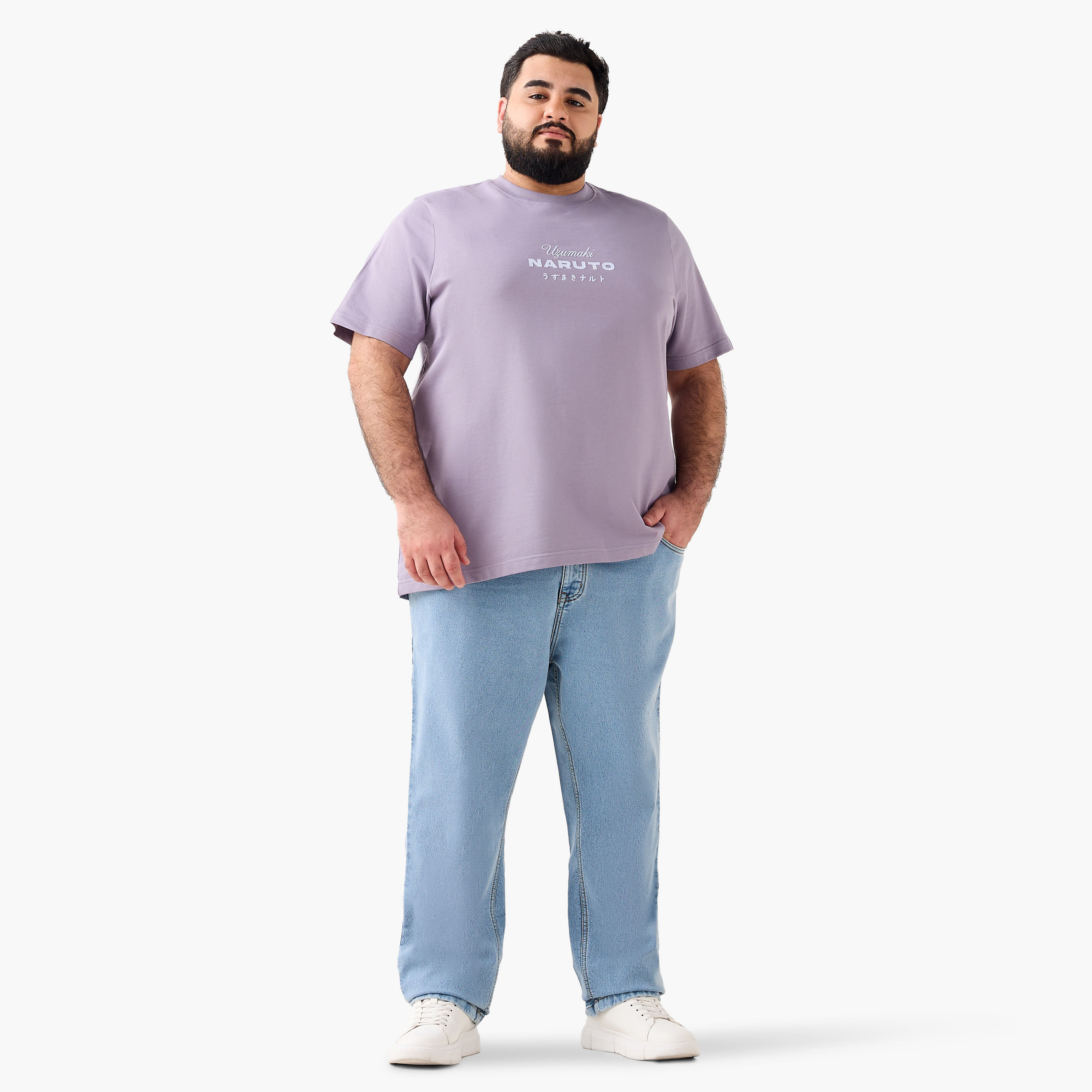 تيشيرت بقصة عادية وياقة ضيقة وأكمام قصيرة وطبعات للرجال-men-clothing-tshirtsandpolos-tshirts-image-3