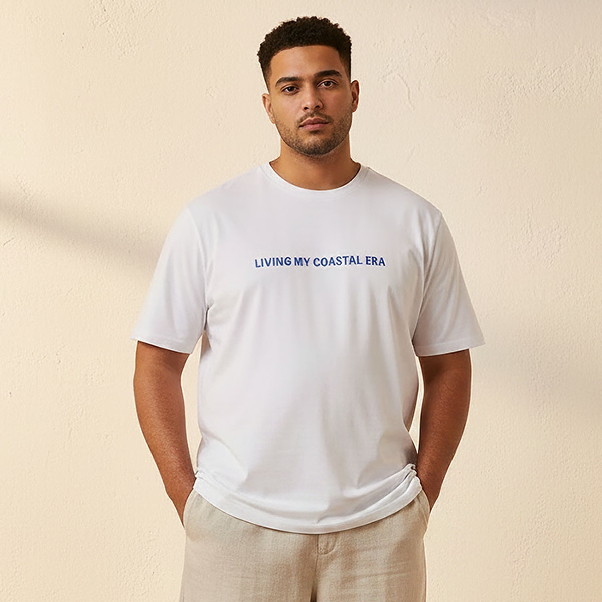 تيشيرت مقاس كبير بقصة عادية وياقة ضيقة وأكمام قصيرة وطبعات من سبلاش ماكسيم-men-clothing-tshirtsandpolos-tshirts-image-1