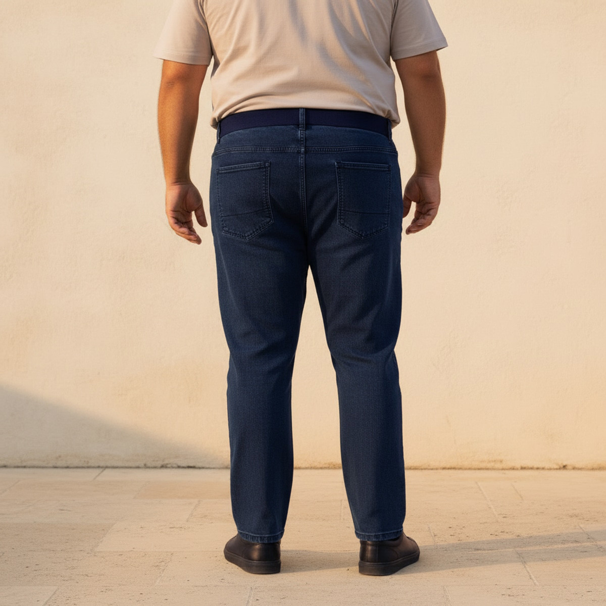 Men Regular Fit Flexi Waist Drawstring Detail Jeans-men-clothing-jeans-image-4
