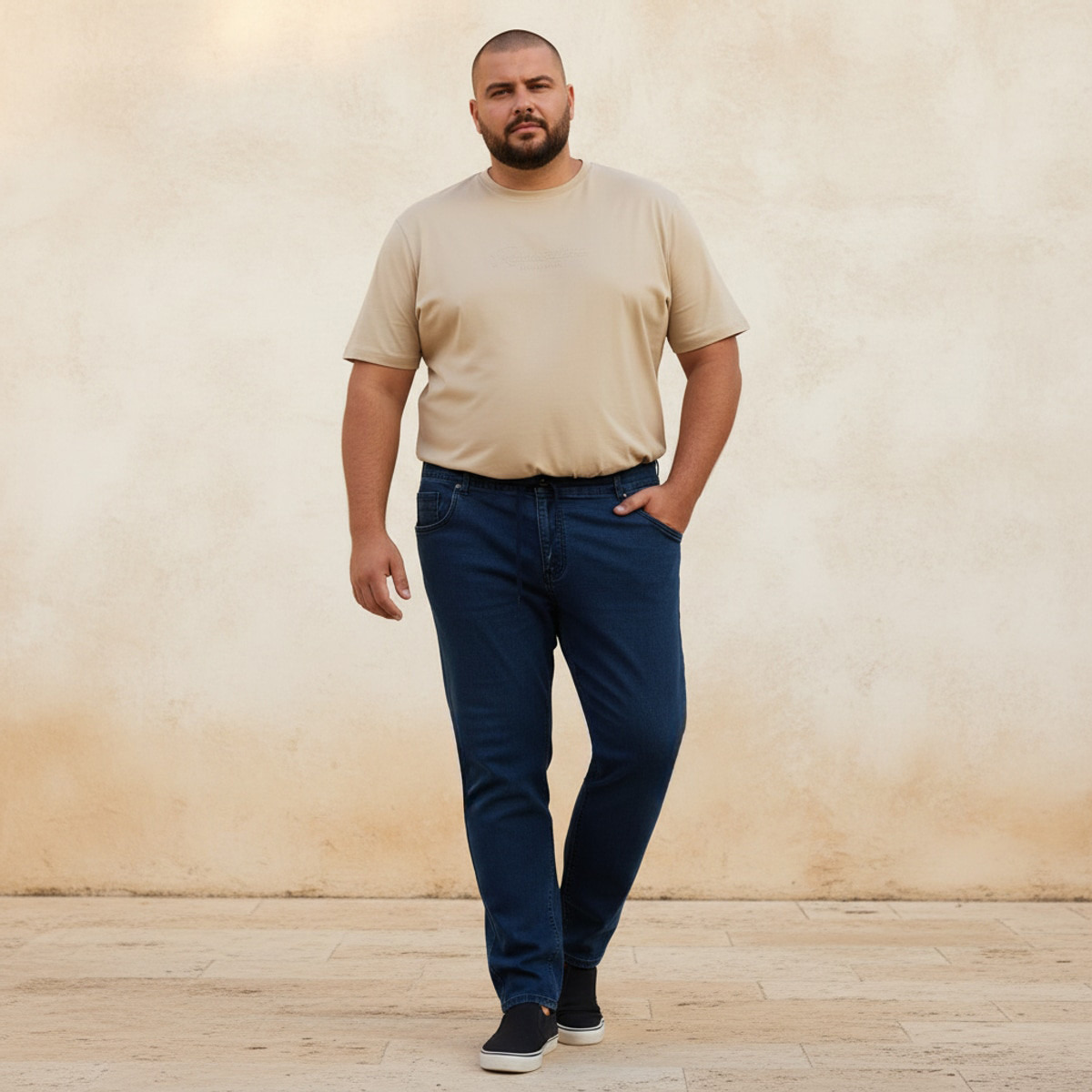 Men Regular Fit Flexi Waist Drawstring Detail Jeans-men-clothing-bottoms-jeans-image-4