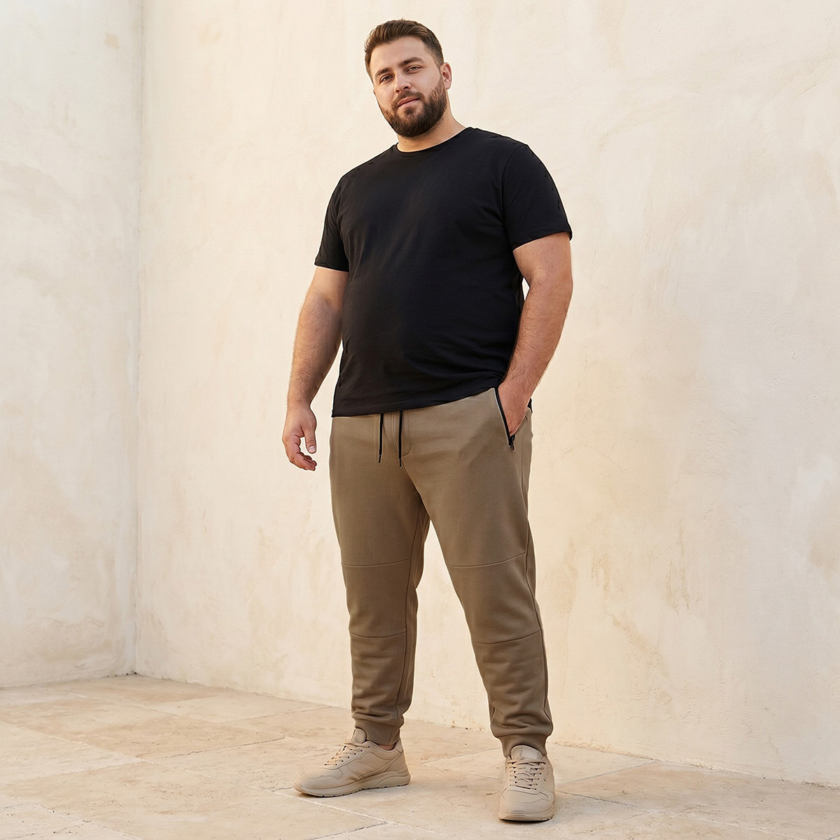 Men Relaxed Fit Cut and Sew Joggers with Drawstring Closure-men-clothing-bottoms-joggers-image-3