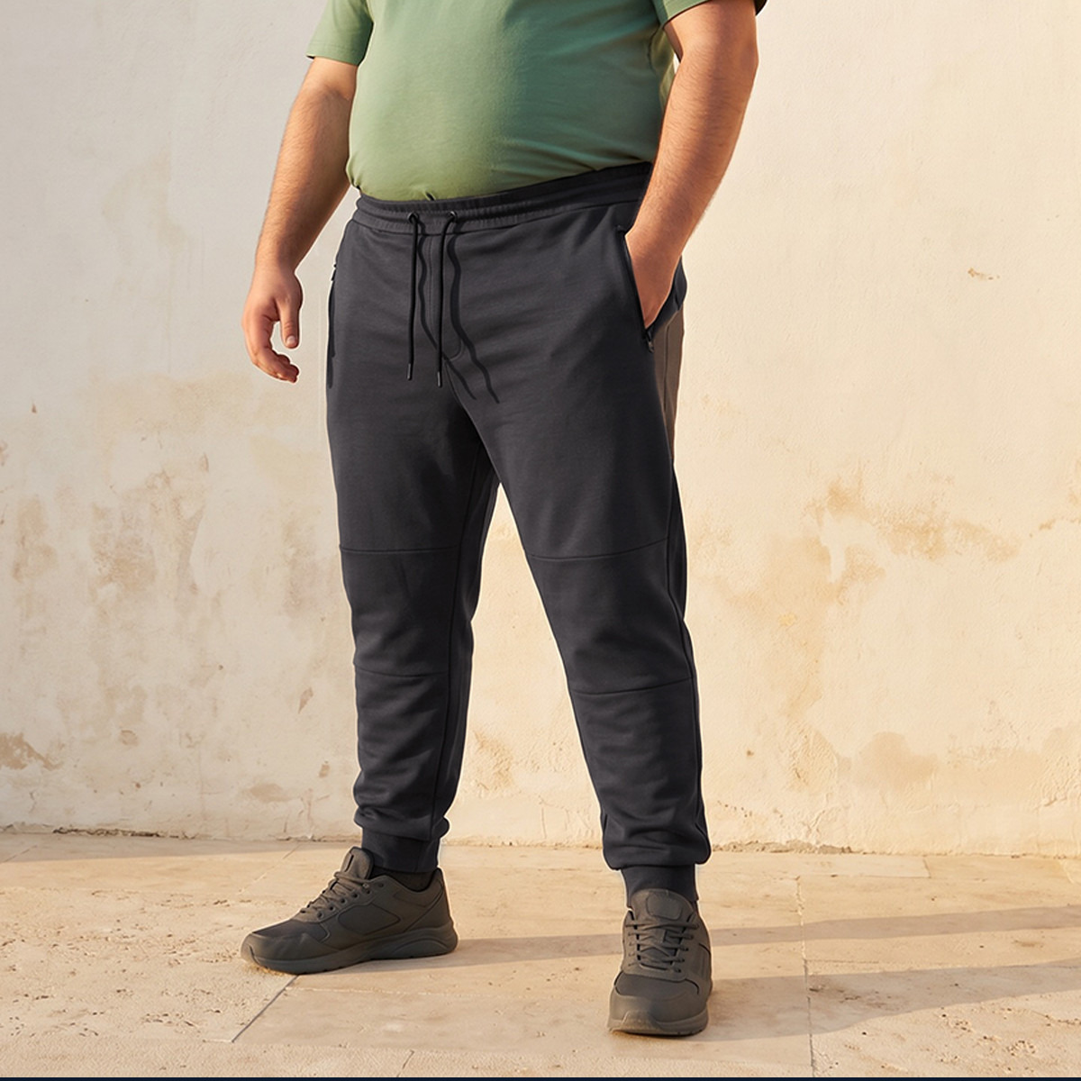 Men Relaxed Fit Cut and Sew Joggers with Drawstring Closure-men-clothing-bottoms-joggers-image-1