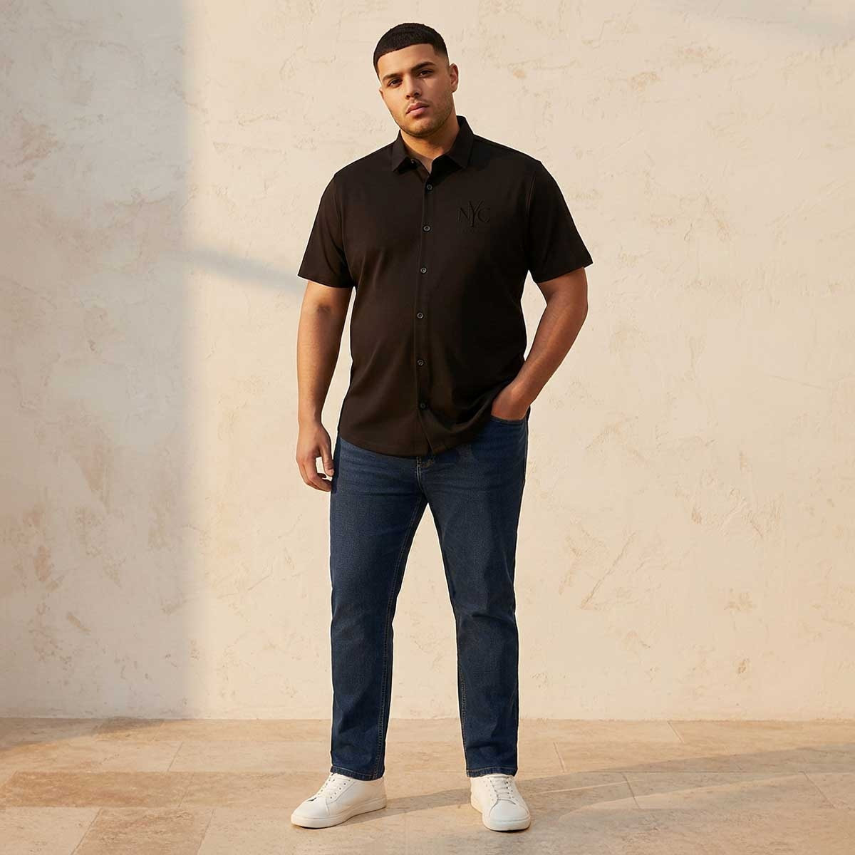 Splash Maxim Plus Regular Fit Collared Printed Short Sleeves Shirt-men-clothing-shirts-image-3
