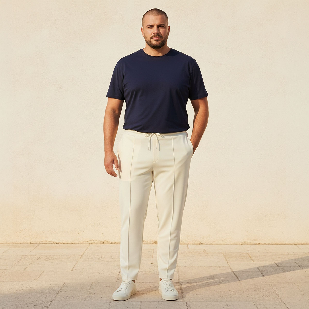 Men Regular Fit Pants with Drawstring Closure-men-clothing-bottoms-trousersandchinos-trousers-image-3