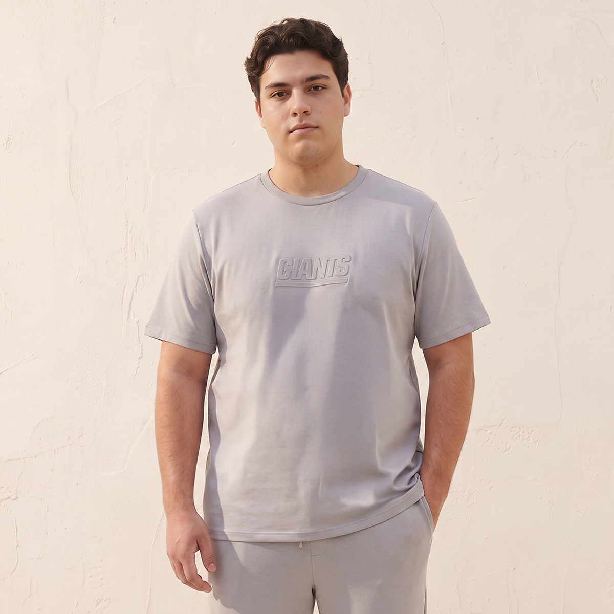 تيشيرت مقاس كبير بياقة ضيقة وأكمام قصيرة جاينتس من سبلاش ماكسيم-men-clothing-tshirtsandpolos-tshirts-image-1