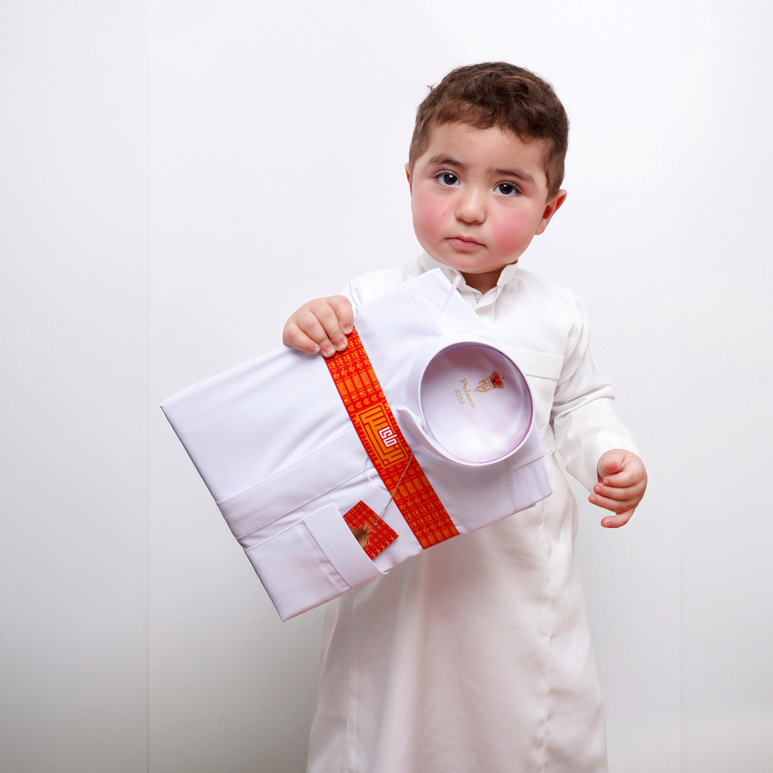 My School Solid Patch Pocket Saudi Thobe with Quarter-Stand Fabric - Cream-boys-arabicclothing-thobes-image-2