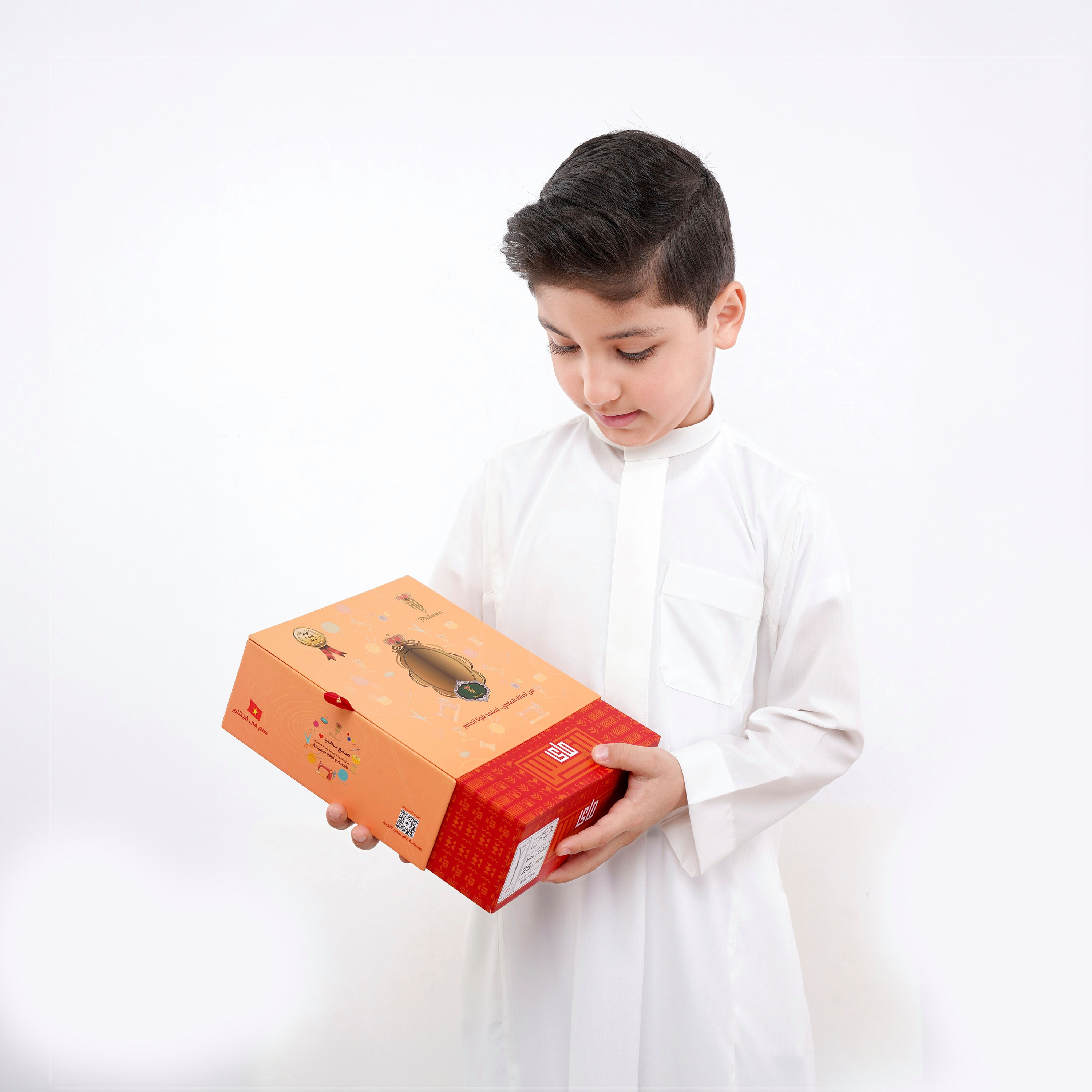 My School Solid Patch Pocket Saudi Thobe with Quarter-Stand Fabric - Cream-boys-arabicclothing-thobes-image-3